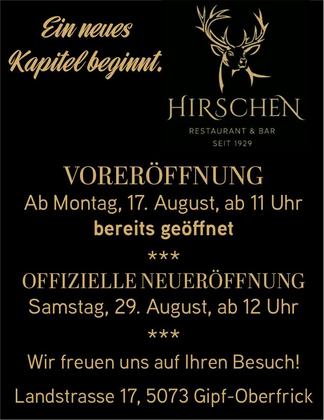 Ein neues Kapitel beginnt., 17. - 29. August, Gipf-Oberfrick