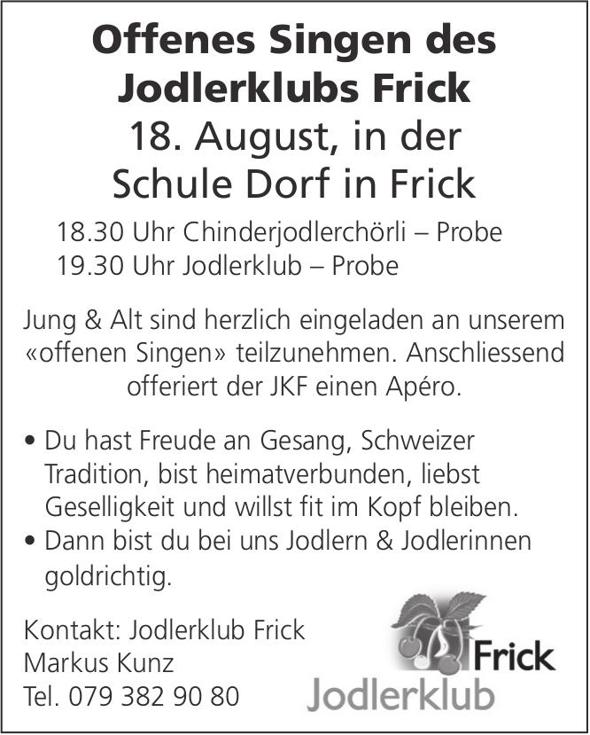 Offenes Singen des Jodlerklubs Frick, 18. August