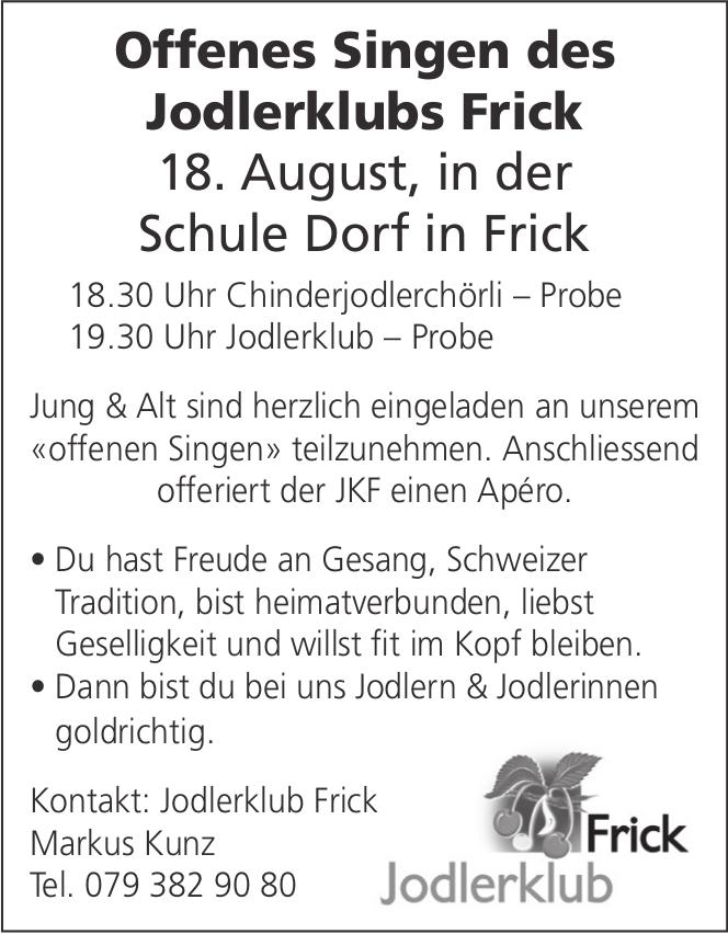 Offenes Singen des Jodlerklubs Frick, 18. August