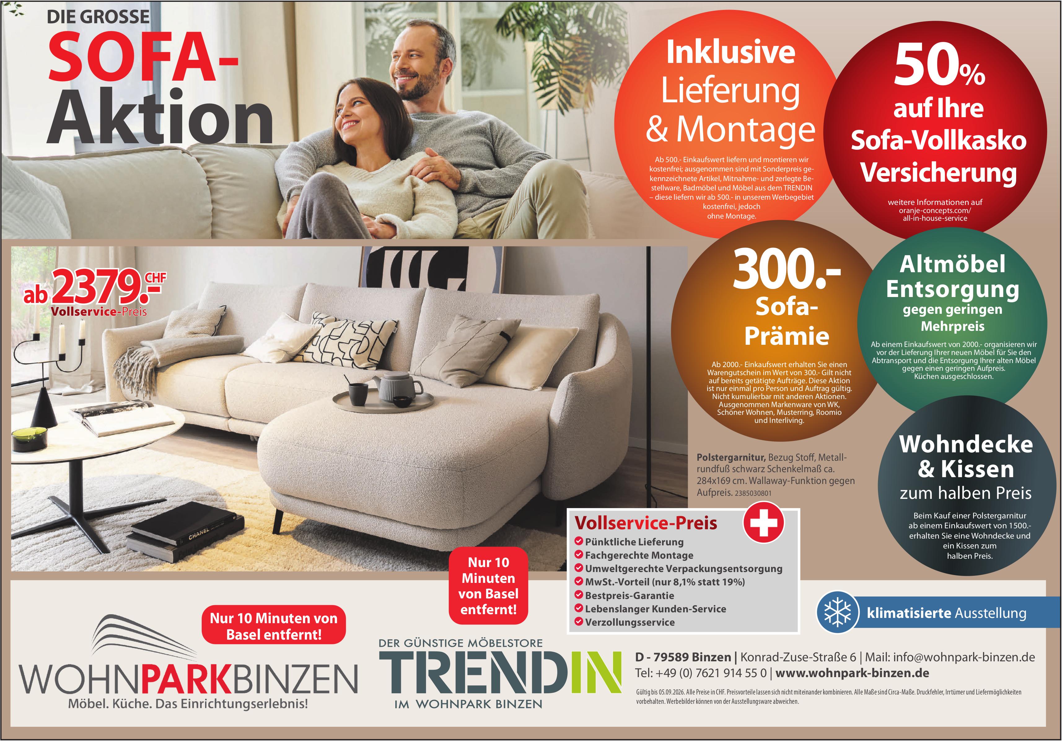 WOHNPARK BINZEN | TRENDIN, DIE GROSSE SOFA-Aktion