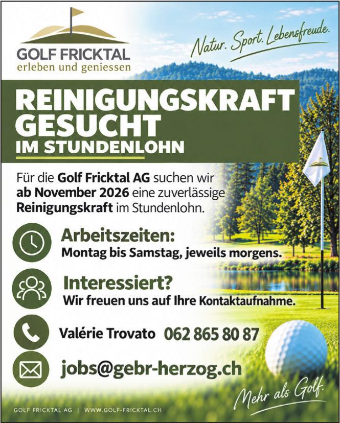 Reinigungskraft gesucht, Golf Fricktal AG, Gesucht