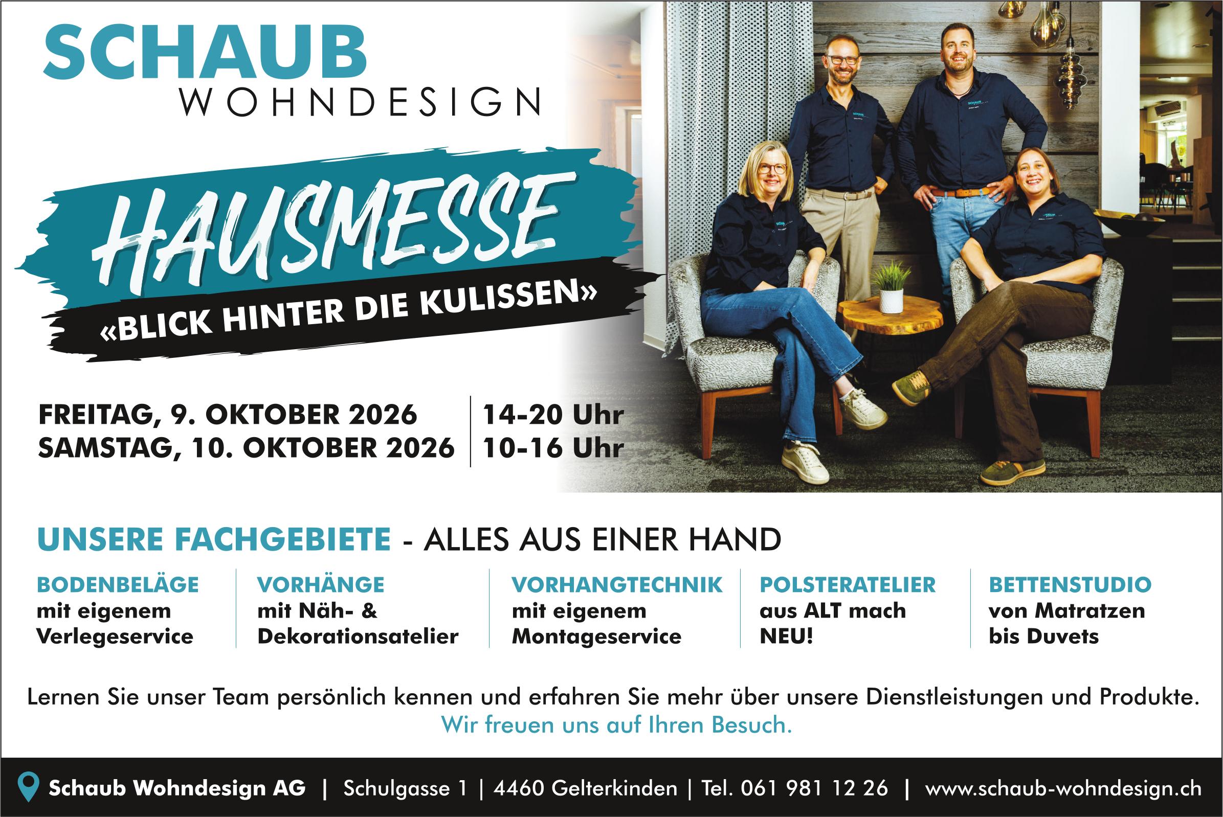 HAUSMESSE «BLICK HINTER DIE KULISSEN», 9. - 10. Oktober, Gelterkinden