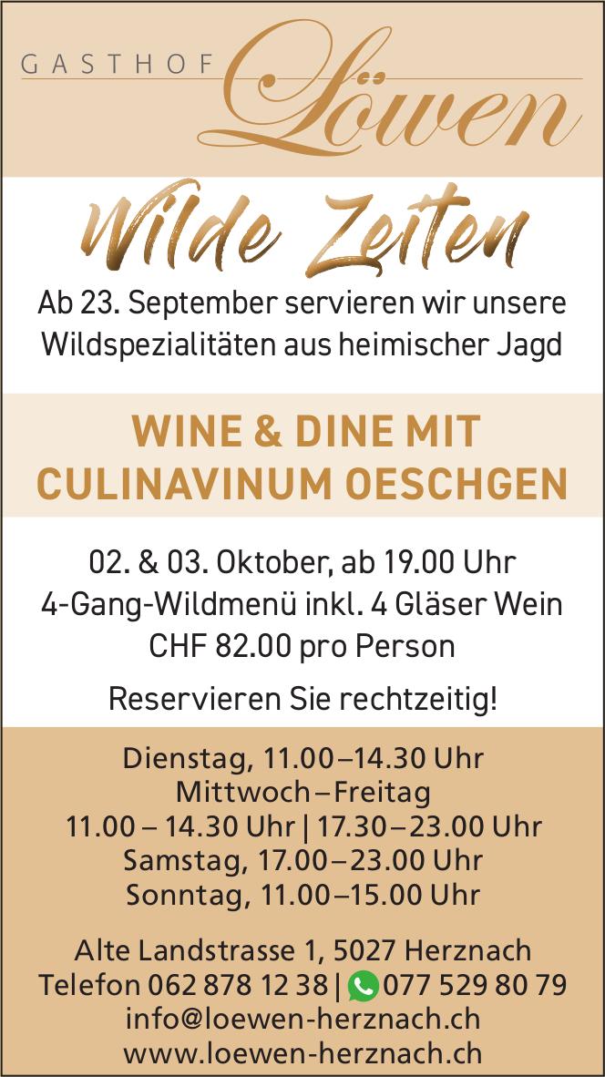 WINE & DINE MIT CULINAVINUM OESCHGEN, 2. - 3. Oktober, Herznach