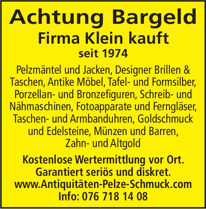 Firma Klein, kauft Pelzmäntel und Jacken...