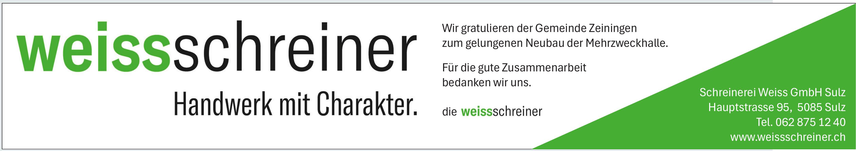 Schreinerei Weiss GmbH Sulz, Handwerk mit Charakter.