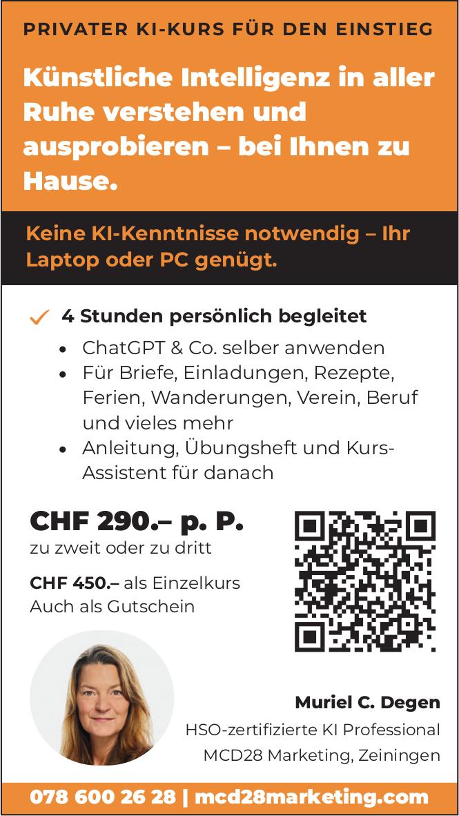 MCD28 Marketing, Zeiningen - Künstliche Intelligenz in aller Ruhe verstehen und ausprobieren – bei Ihnen zu Hause.