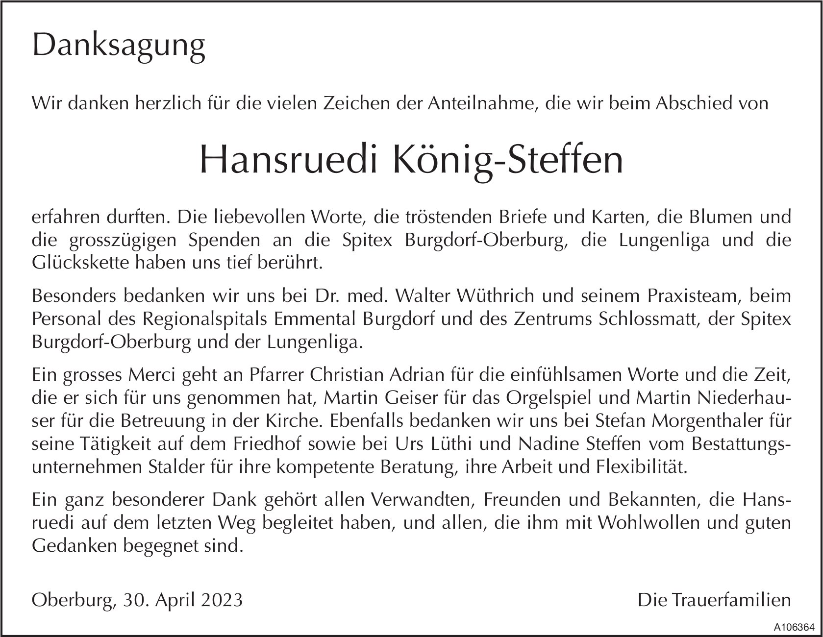 Hansruedi König-Steffen, im Mai 2023 / DS