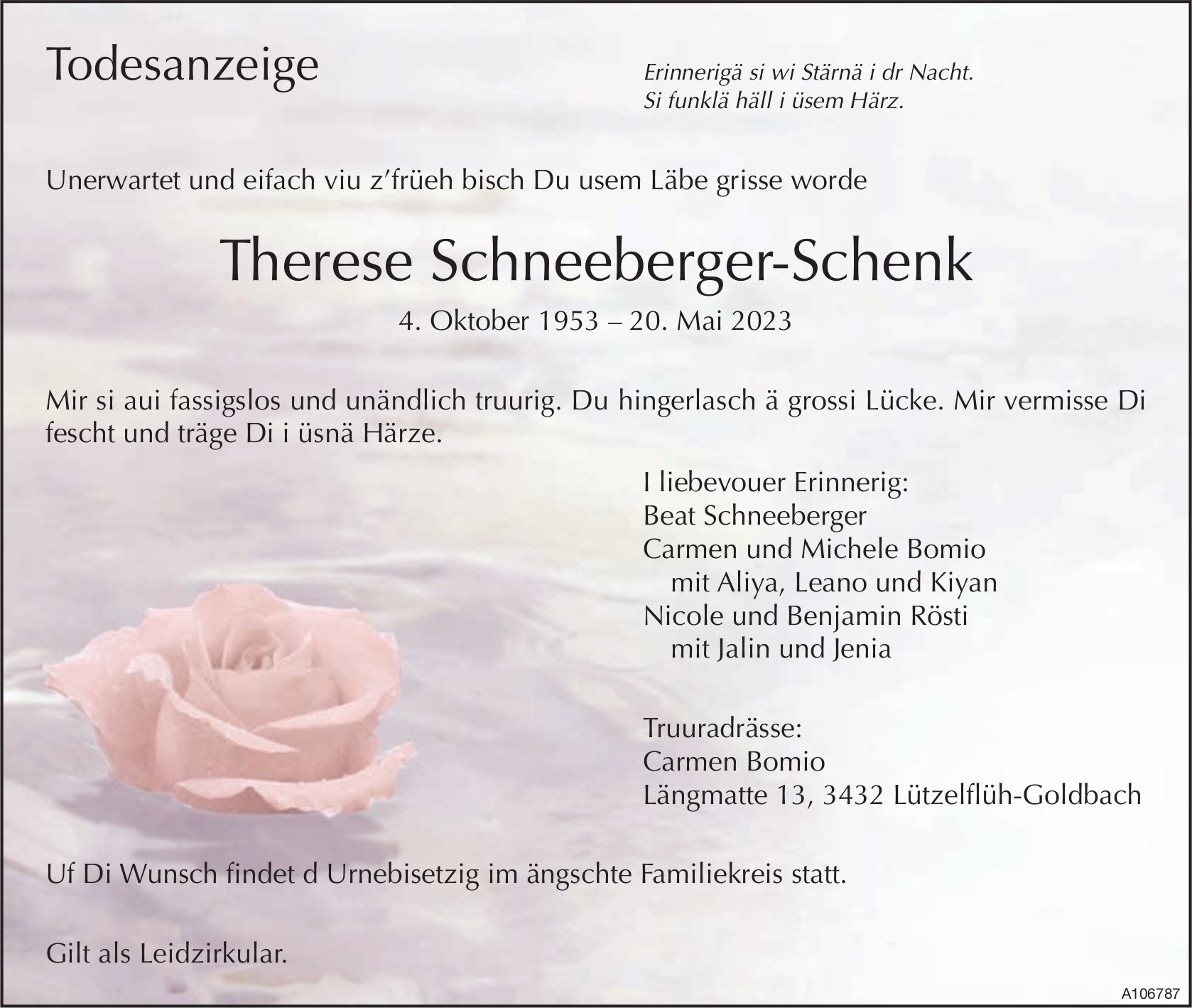 Therese Schneeberger-Schenk, Mai 2023 / TA