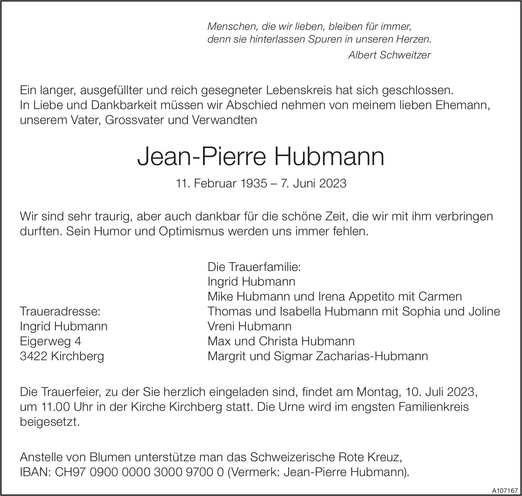 Jean-Pierre Hubmann, Juni 2023 / TA
