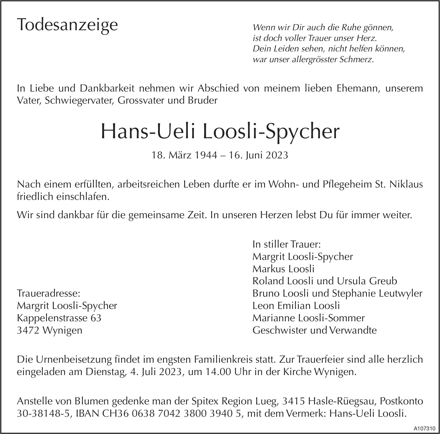Hans-Ueli Loosli-Spycher, Juni 2023 / TA