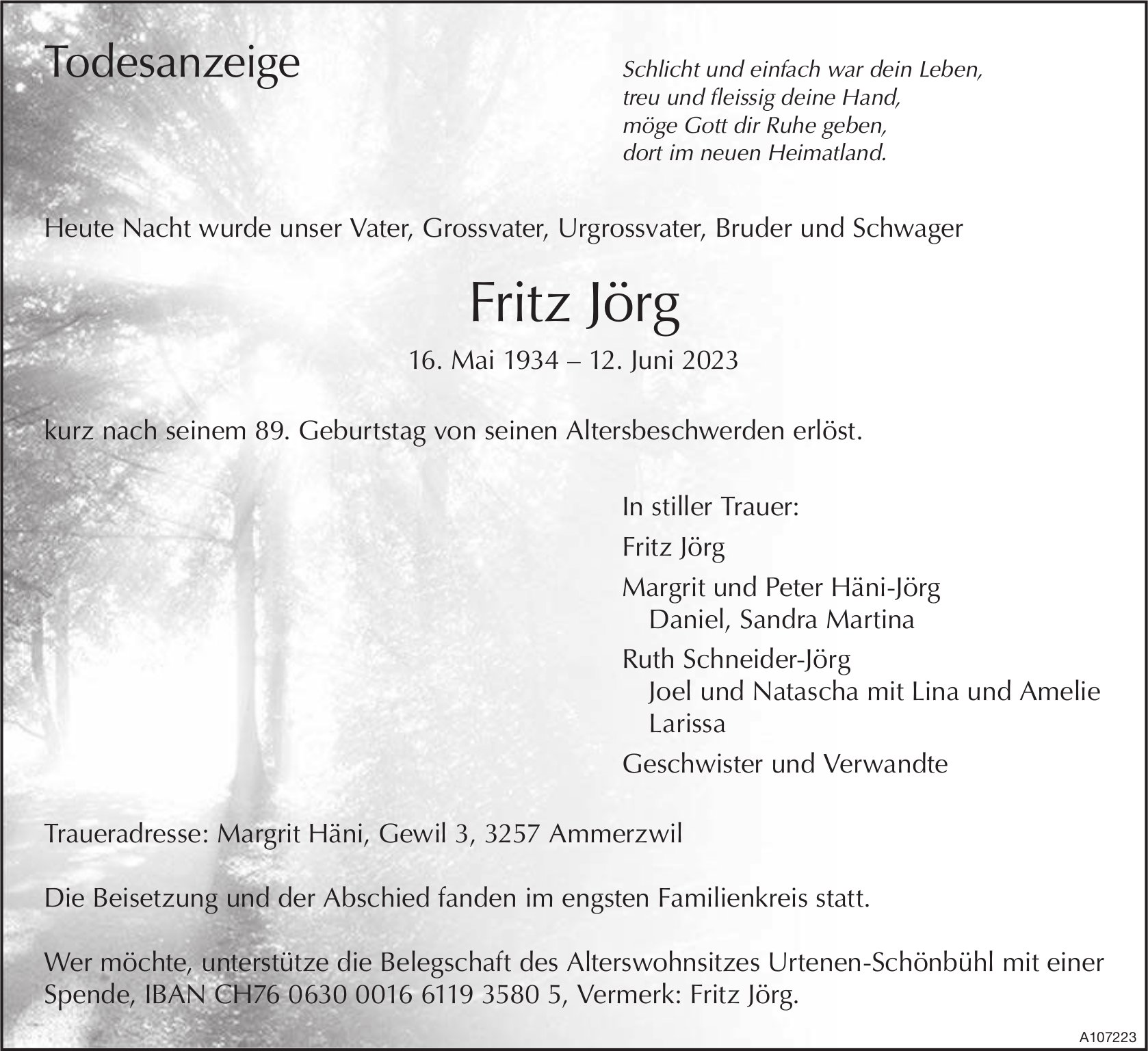 Fritz Jörg, Juni 2023 / TA