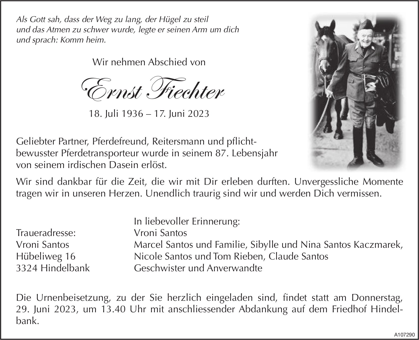 Ernst Fiechter, Juni 2023 / TA
