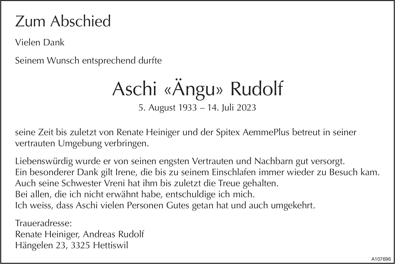 Aschi «Ängu» Rudolf, im Juli 2023 / DS