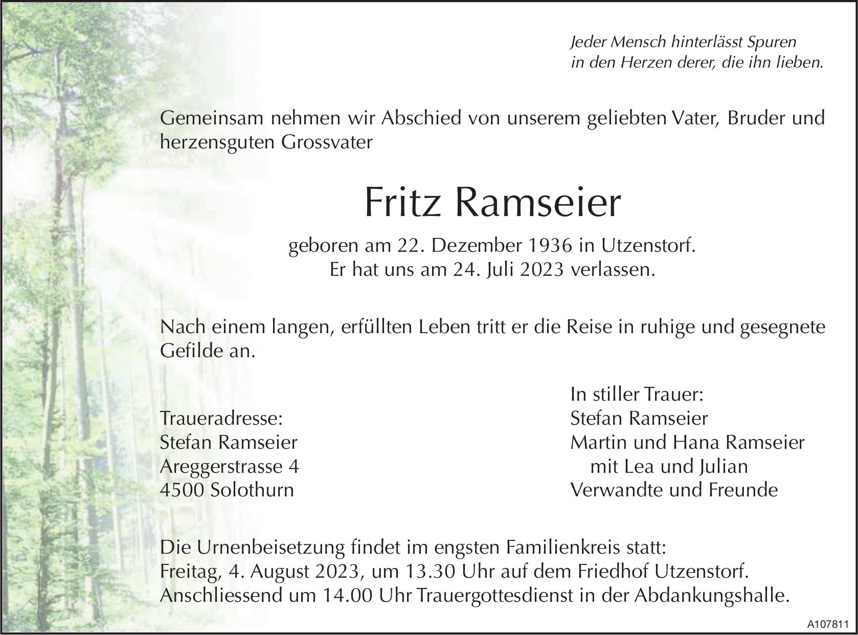 Fritz Ramseier, Juli 2023 / TA