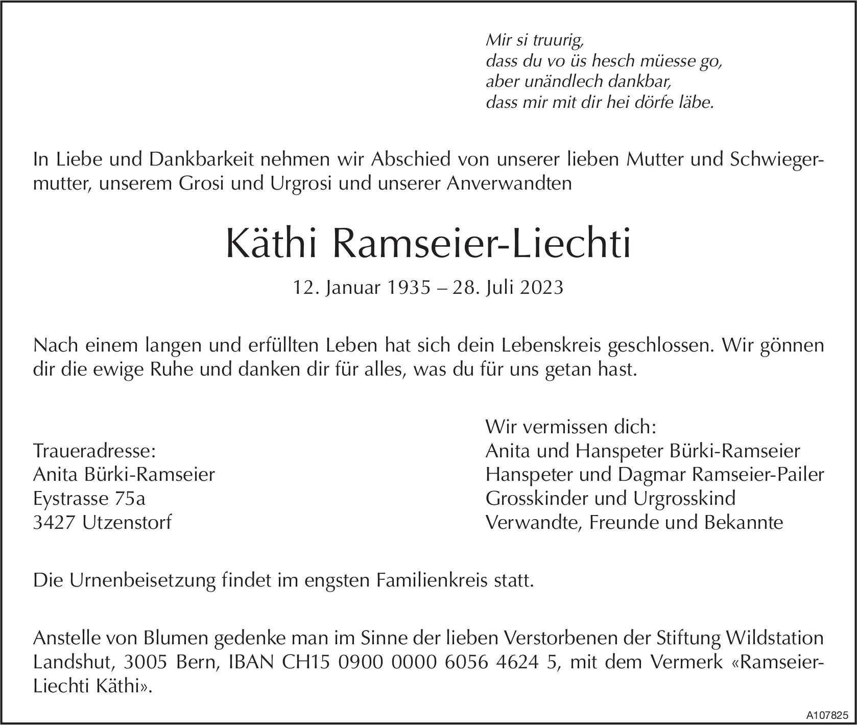 Käthi Ramseier-Liechti, Juli 2023 / TA