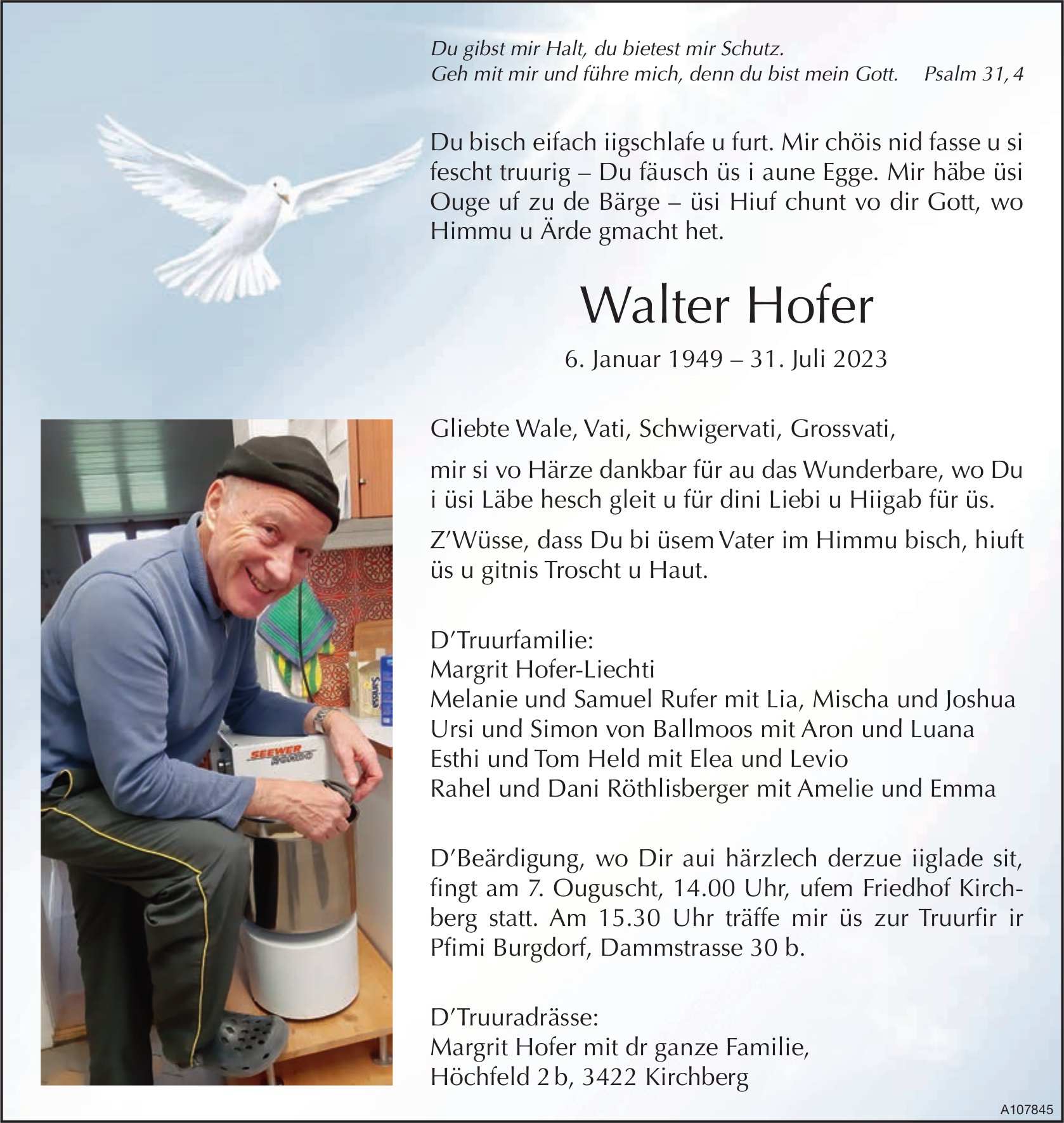 Walter Hofer, Juli 2023 / TA