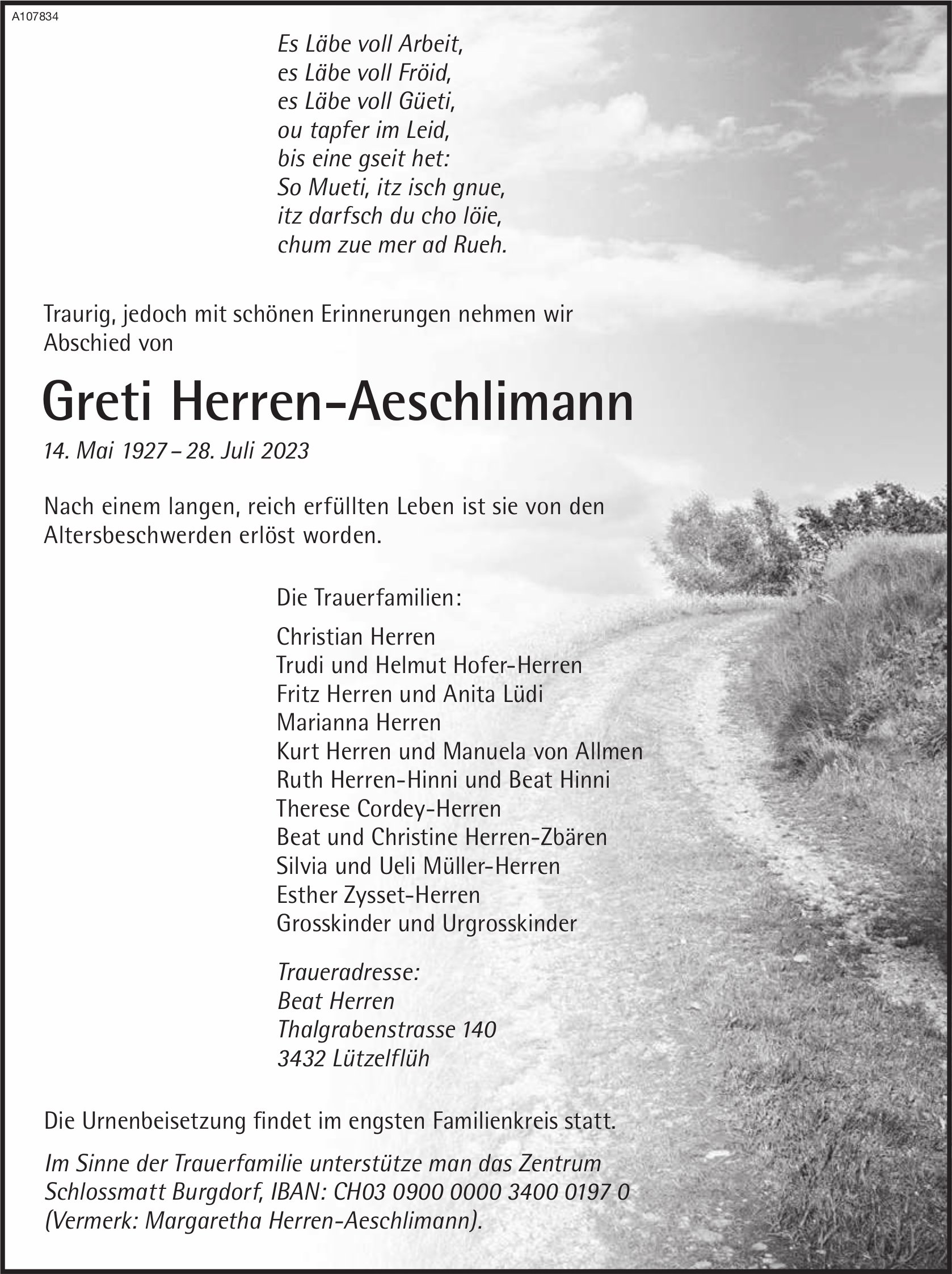 Greti Herren-Aeschlimann, Juli 2023 / TA