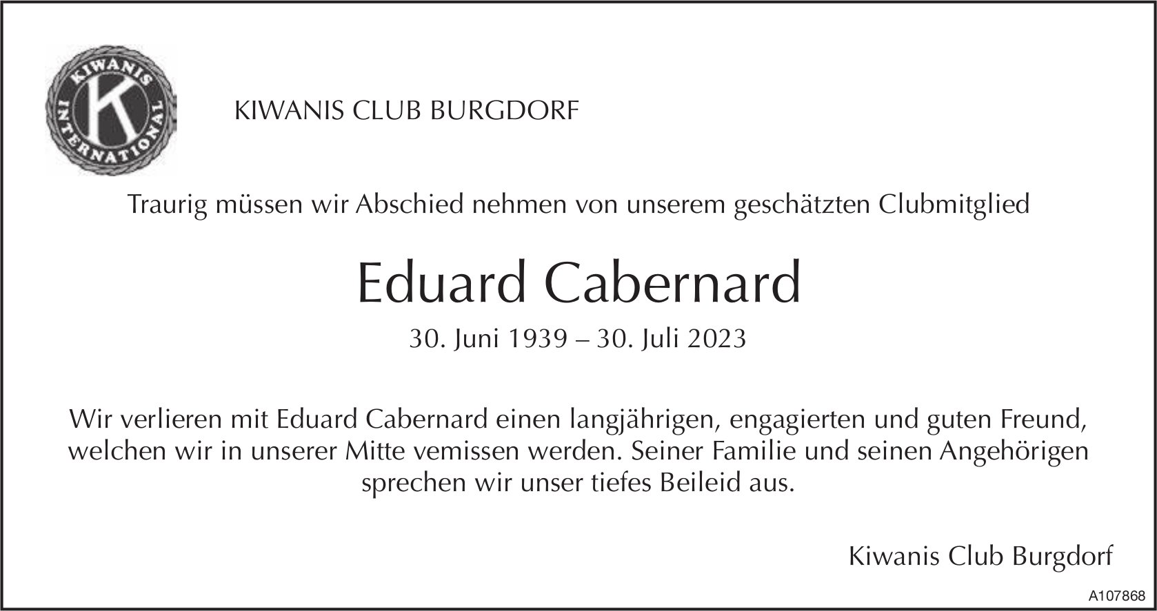 Eduard Cabernard, Juli 2023 / TA