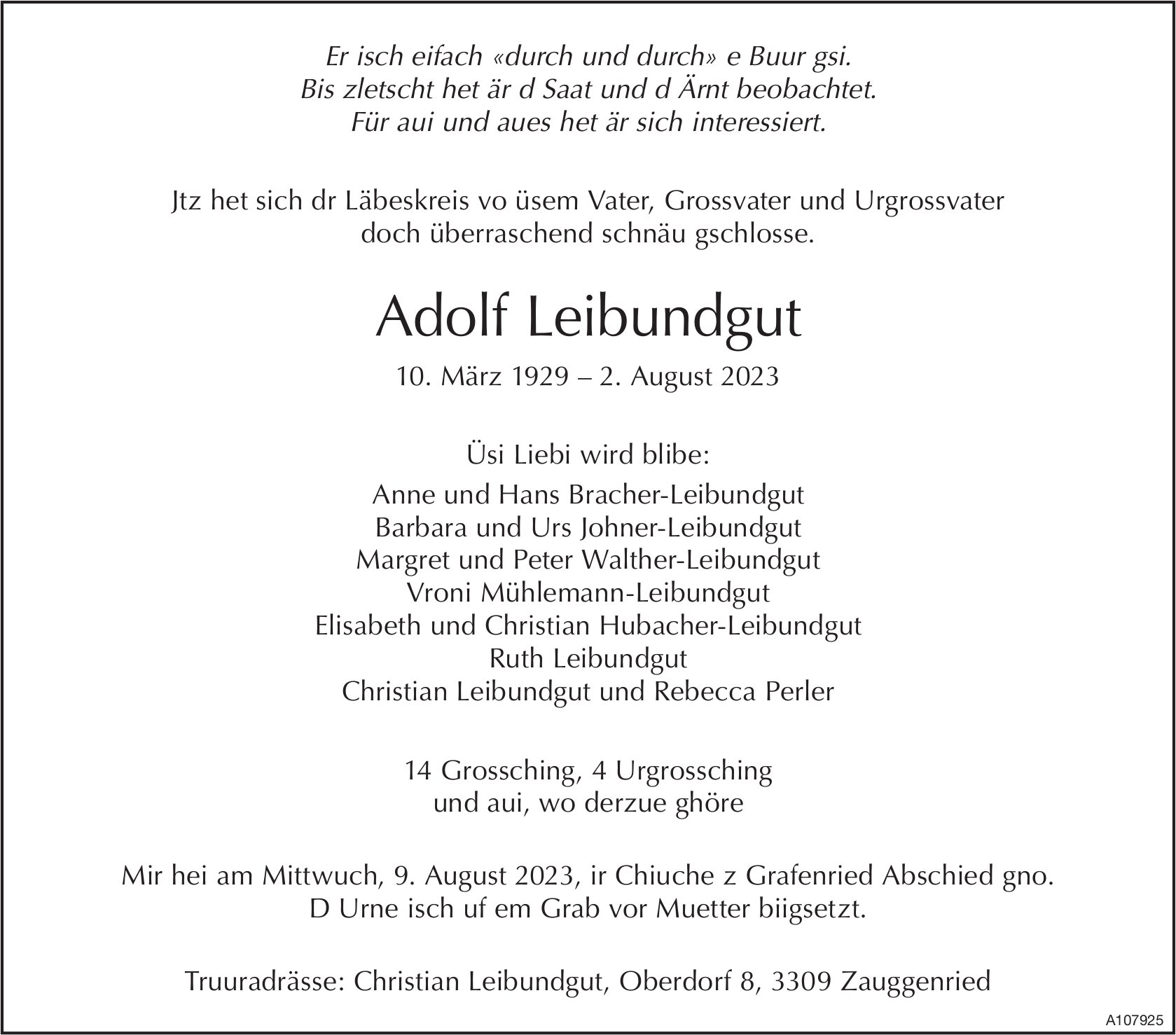 Adolf Leibundgut, August 2023 / TA