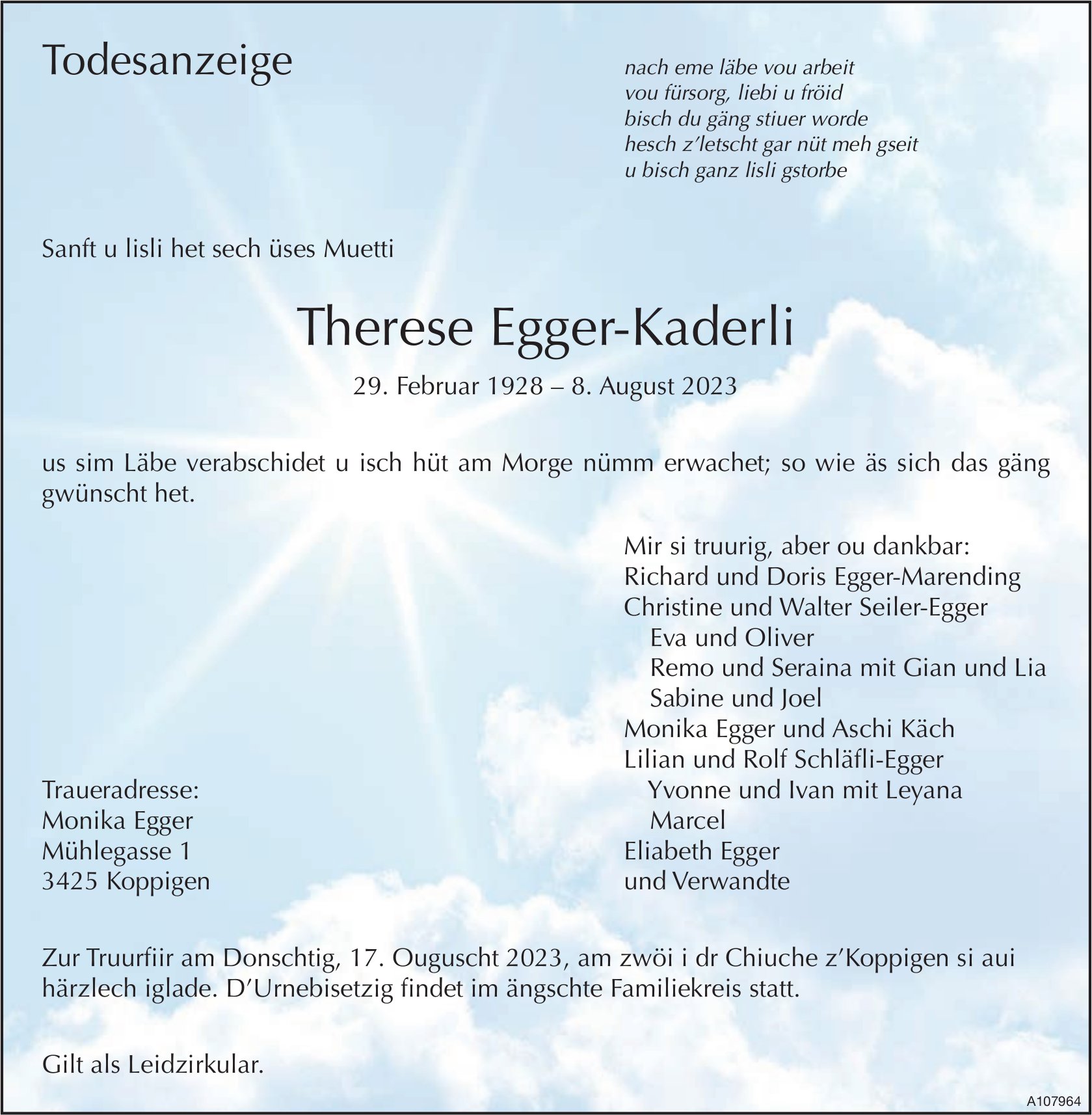 Therese Egger-Kaderli, August 2023 / TA