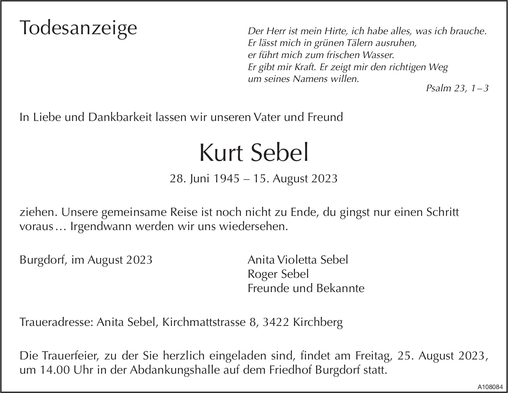Kurt Sebel, August 2023 / TA