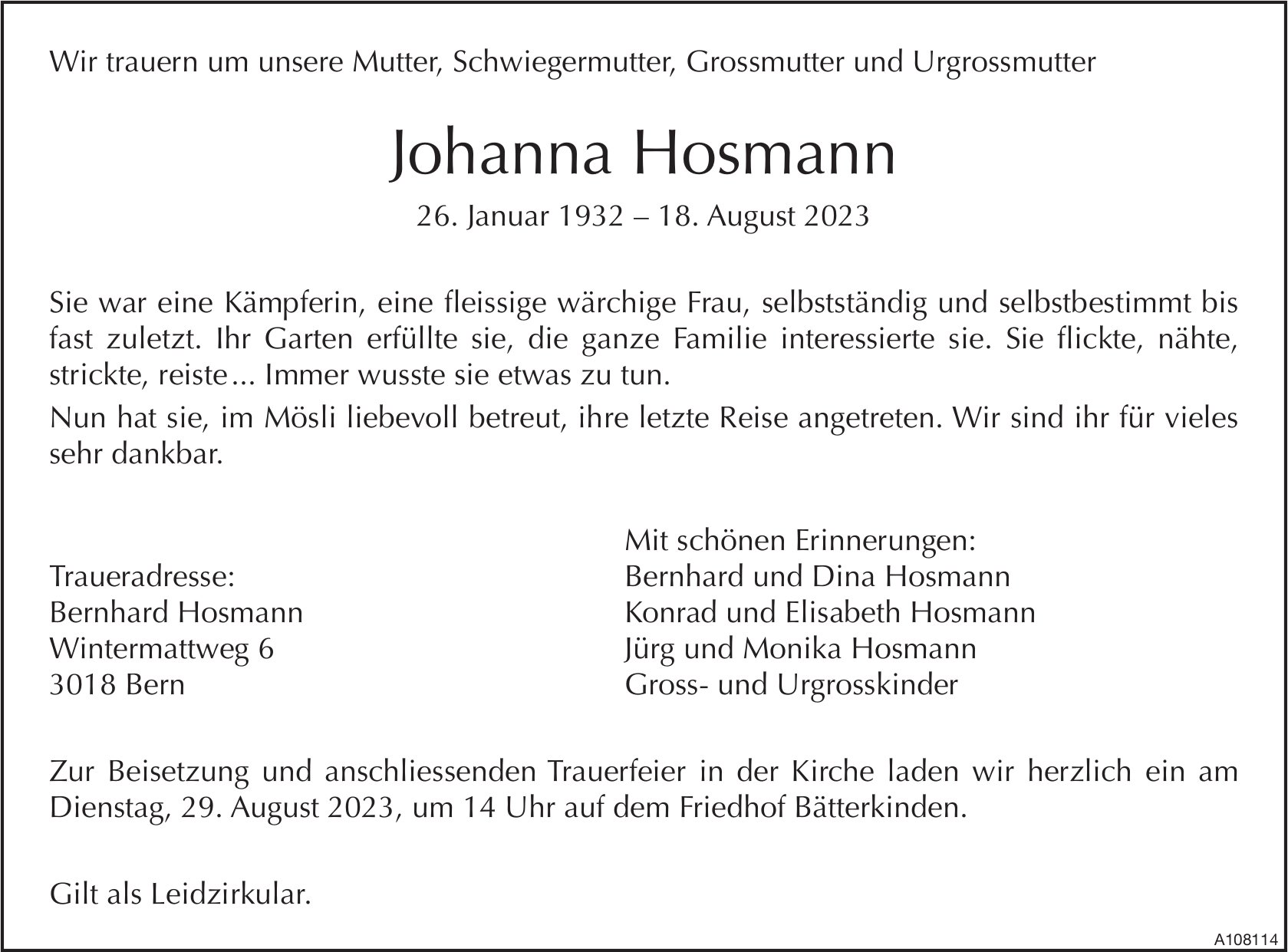 Johanna Hosmann, August 2023 / TA