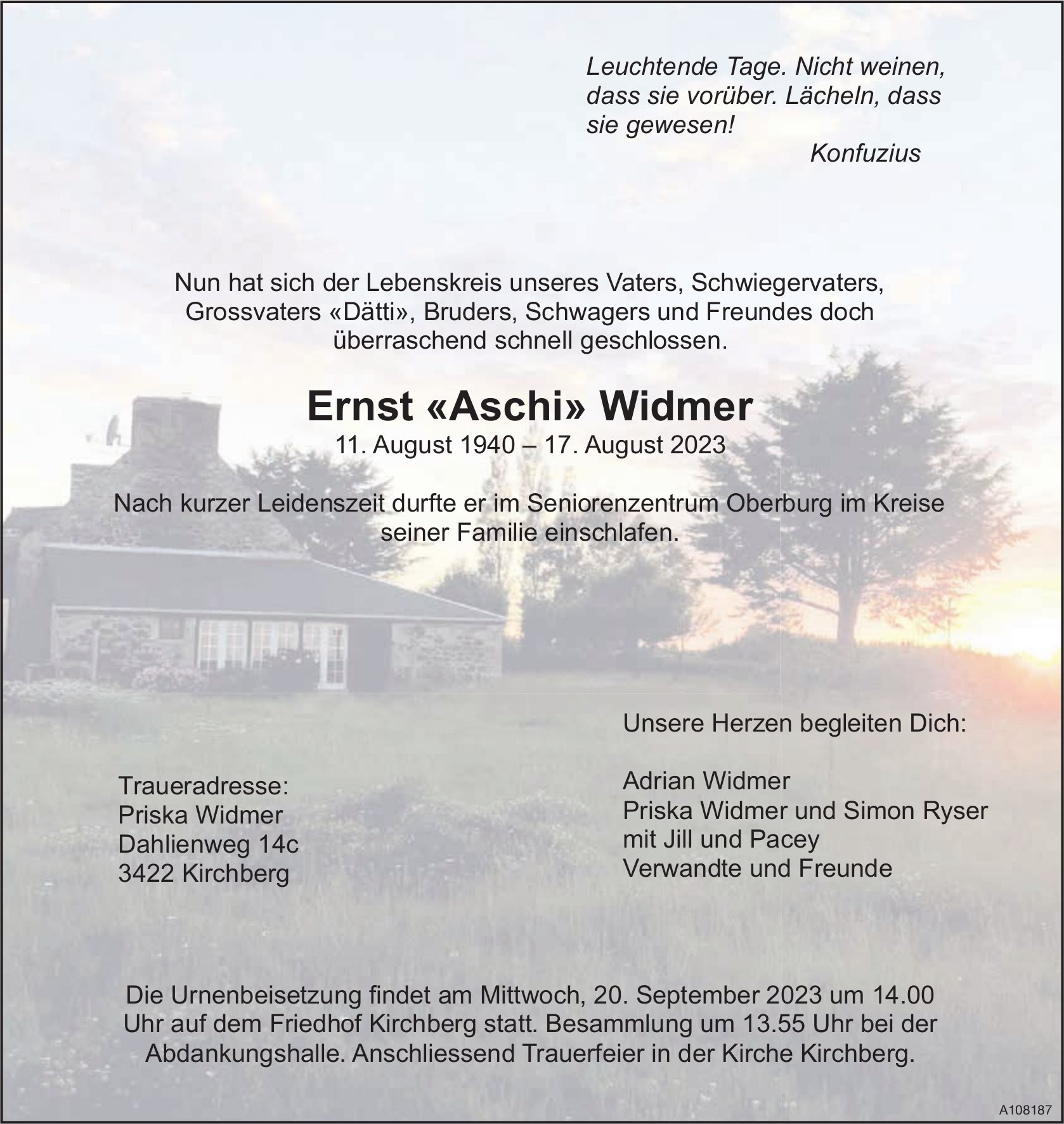 Ernst «Aschi» Widmer, August 2023 / TA