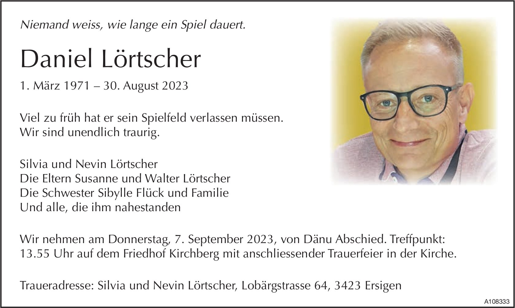 Daniel Lörtscher, August 2023 / TA