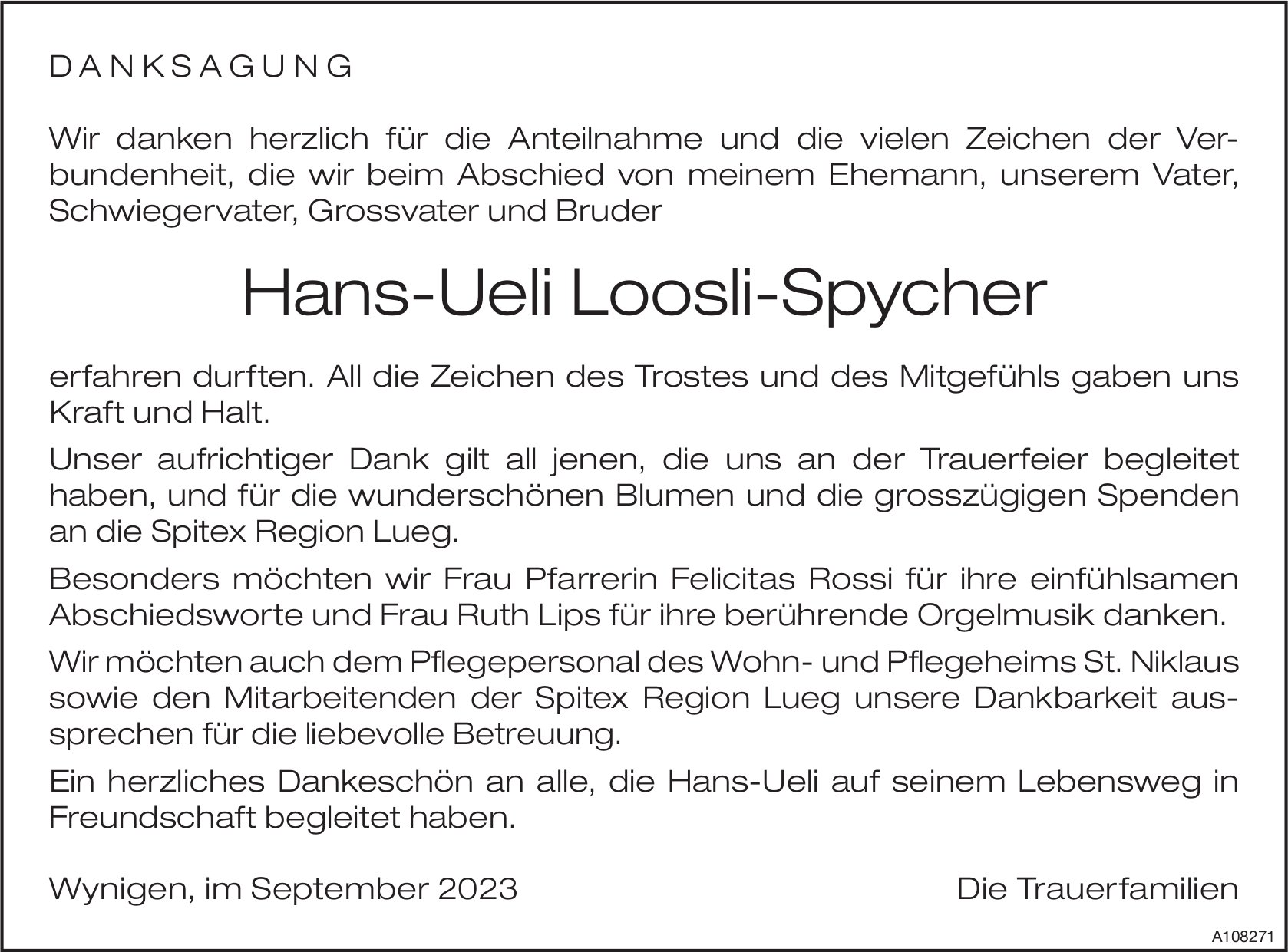 Hans-Ueli Loosli-Spycher, im September 2023 / DS