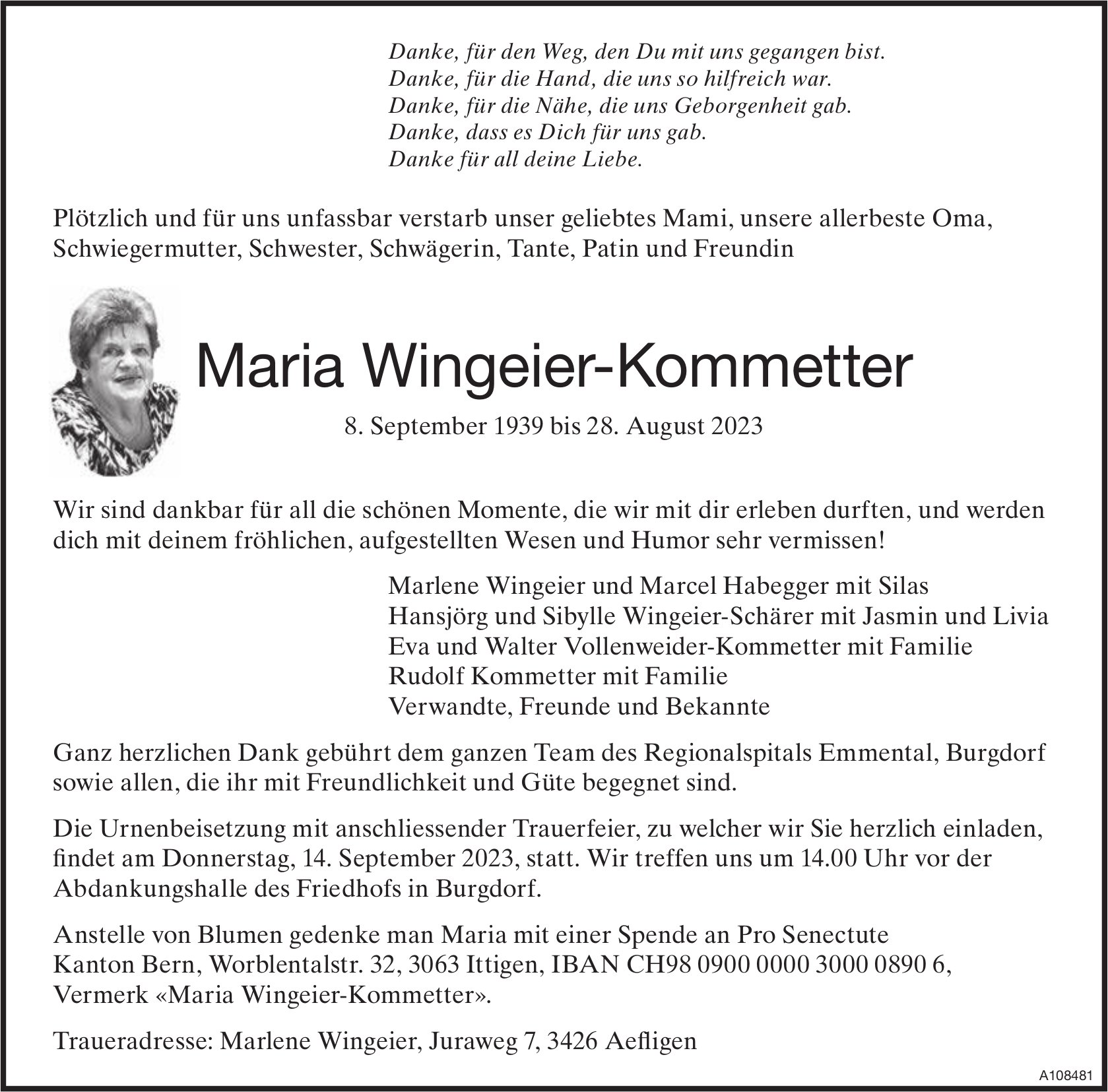 Maria Wingeier-Kommetter, August 2023 / TA