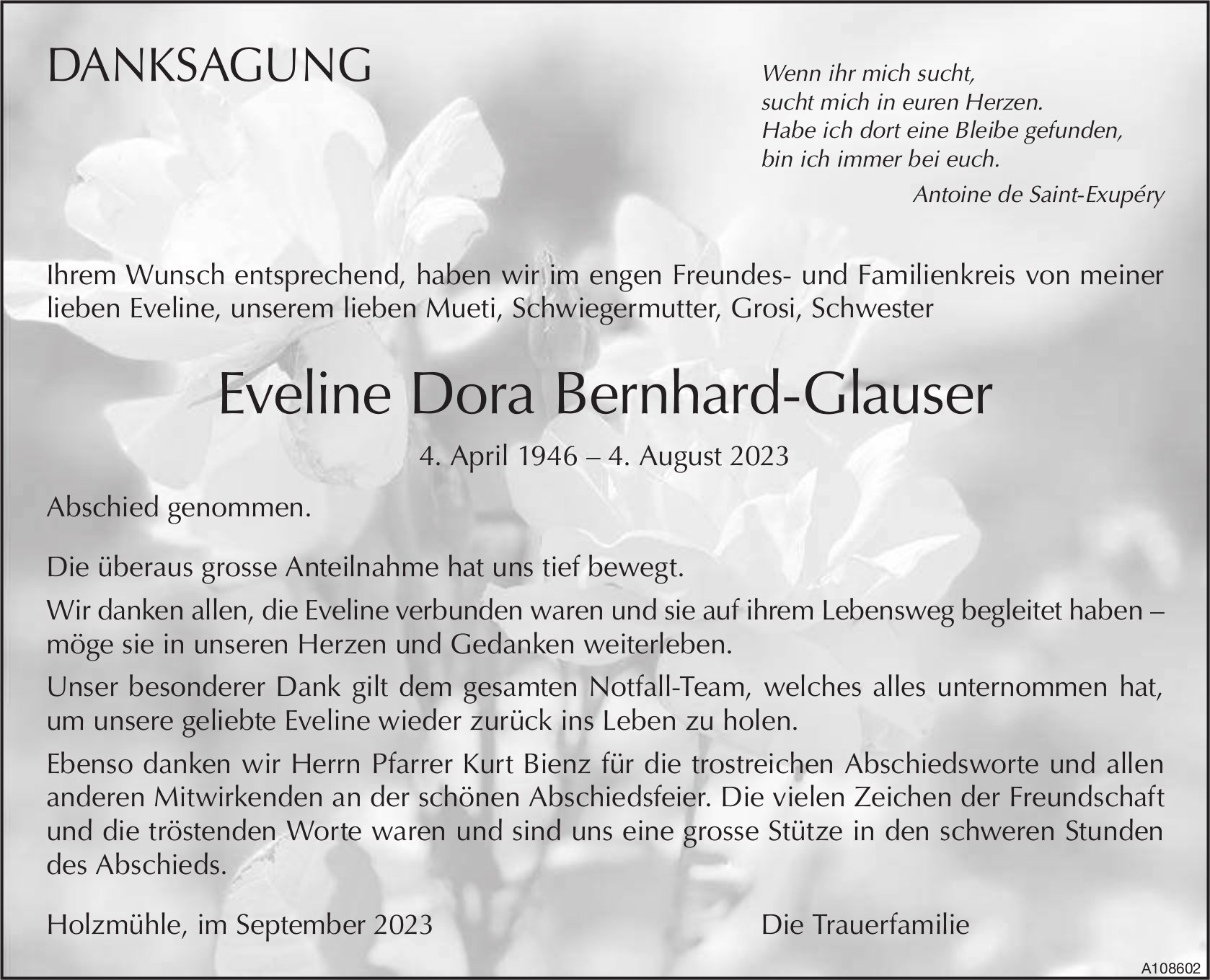 Eveline Dora Bernhard-Glauser, im September 2023 / DS