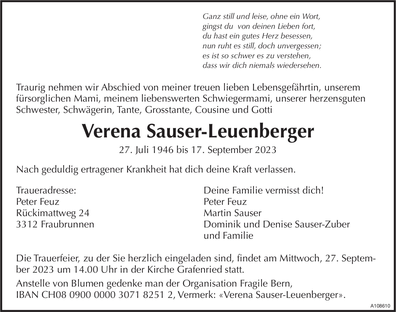 Verena Sauser-Leuenberger, September 2023 / TA