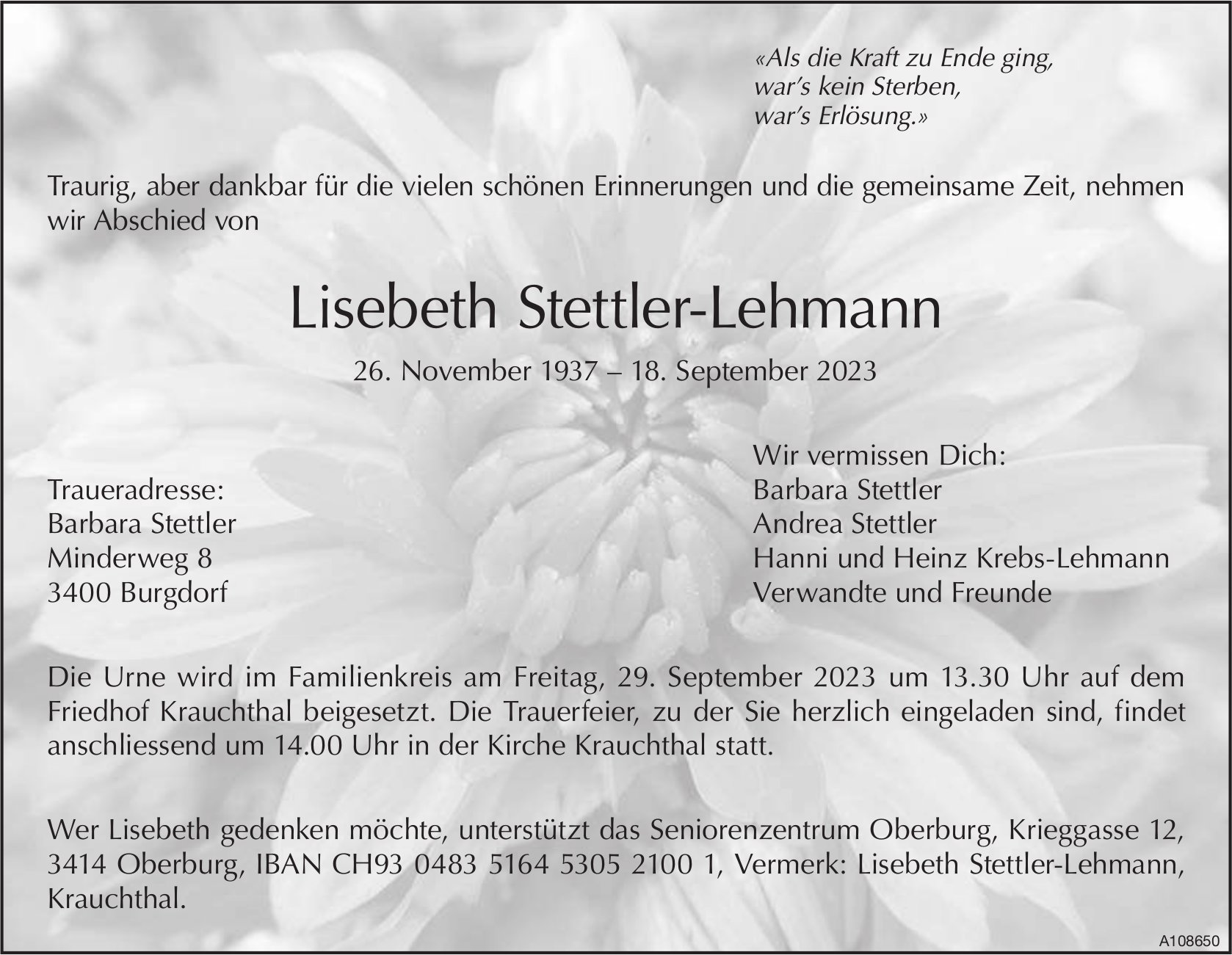 Lisebeth Stettler-Lehmann, September 2023 / TA