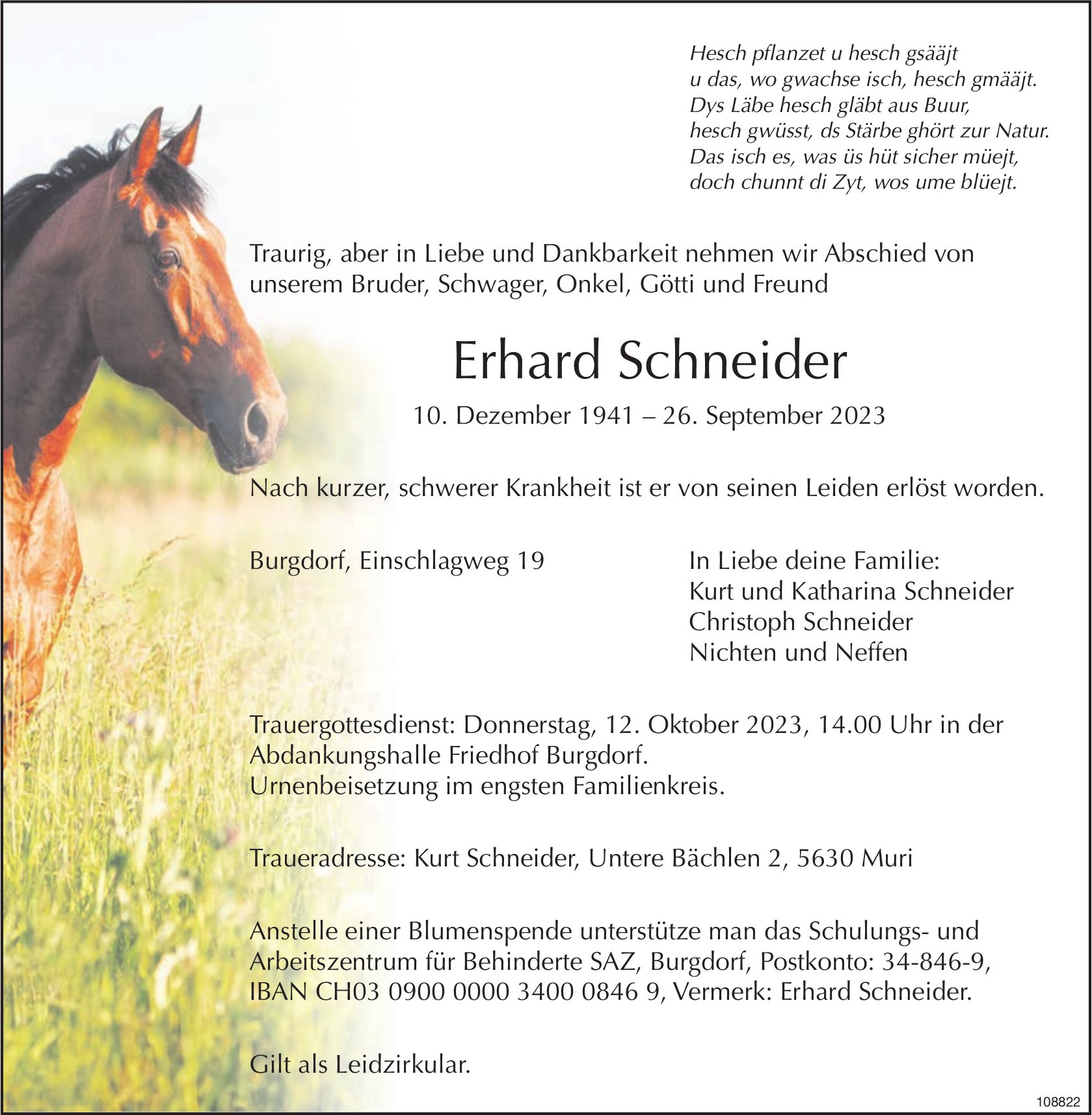 Erhard Schneider, September 2023 / TA