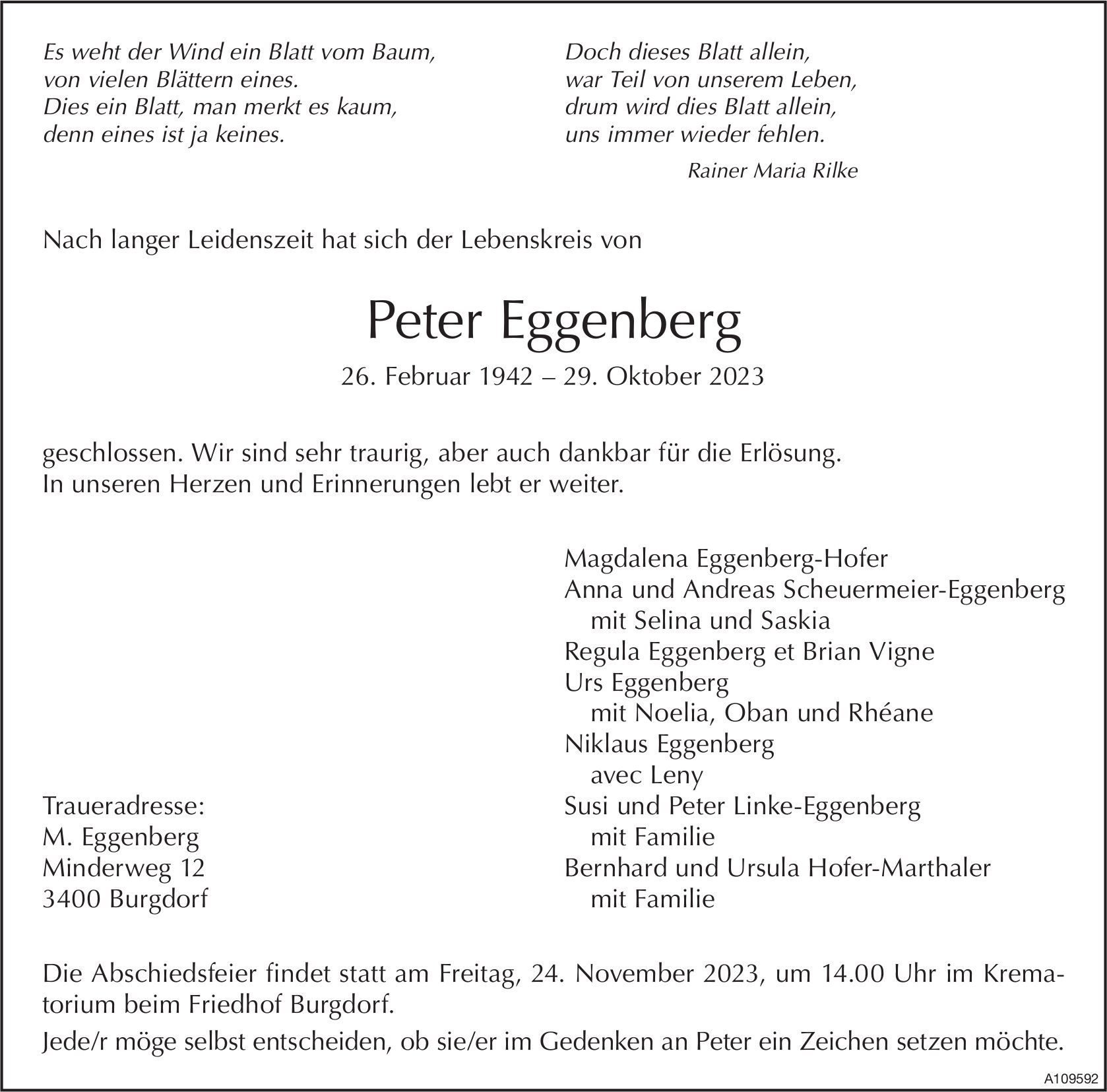 Peter Eggenberg, Oktober 2023 / TA