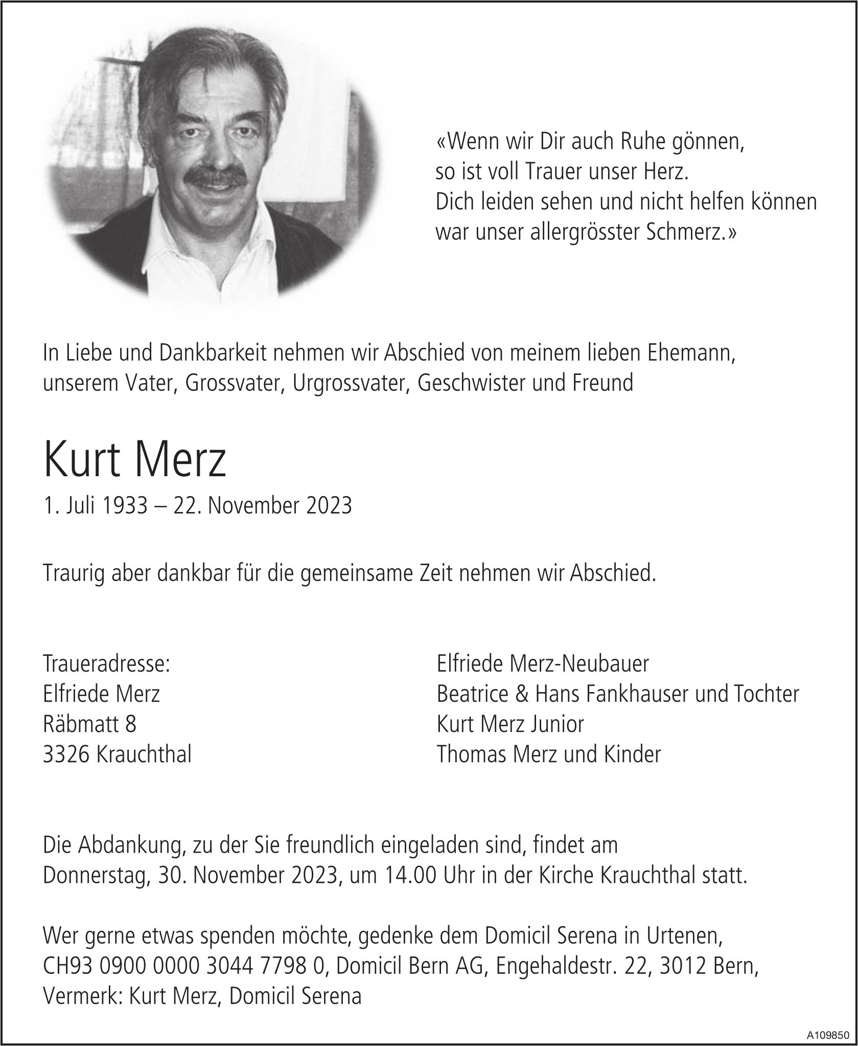 Kurt Merz, November 2023 / TA