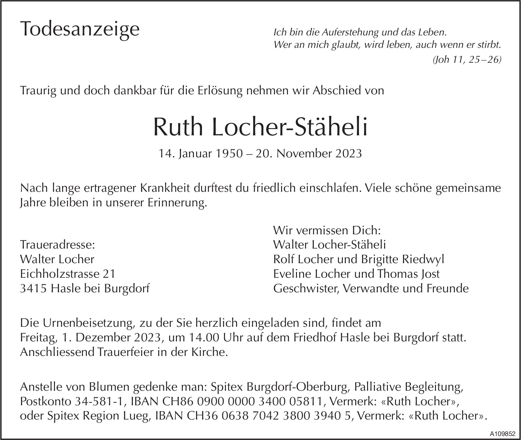 Ruth Locher-Stäheli, November 2023 / TA