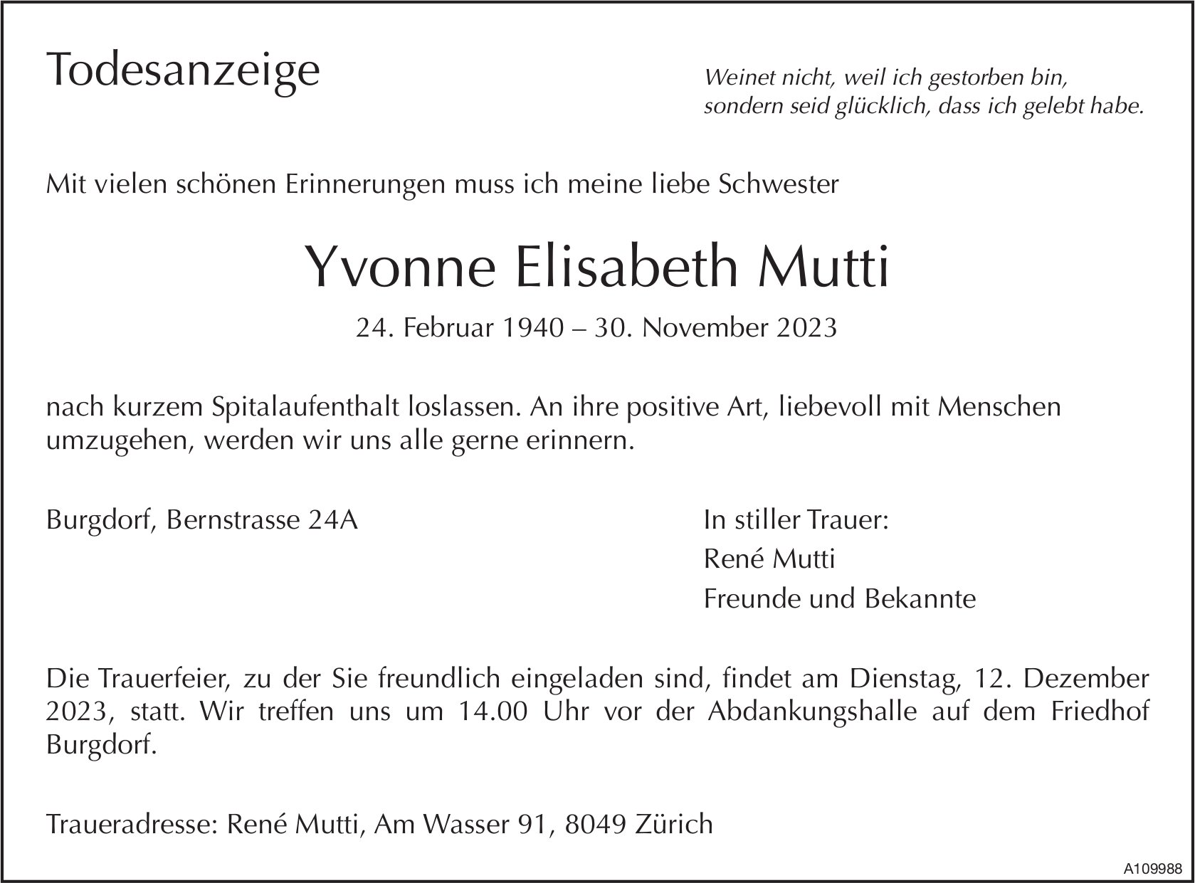 Yvonne Elisabeth Mutti, November 2023 / TA