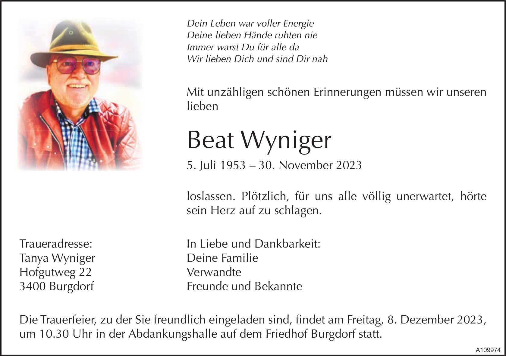 Beat Wyniger, November 2023 / TA