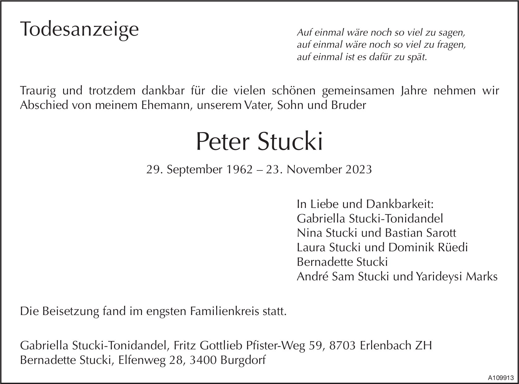 Peter Stucki, November 2023 / TA