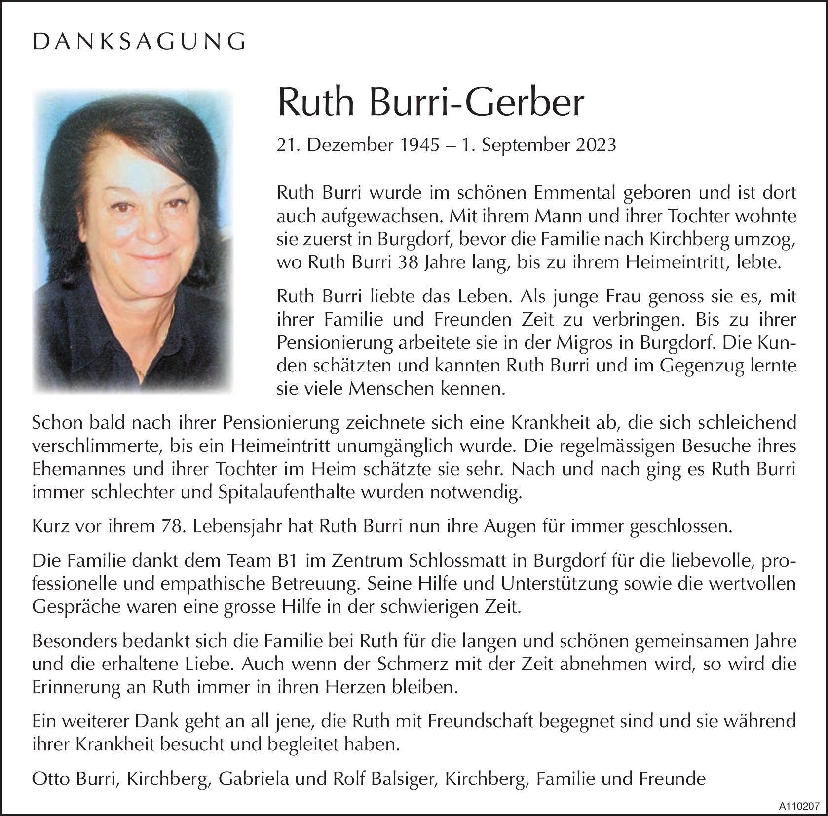 Ruth Burri-Gerber, im Dezember 2023 / DS