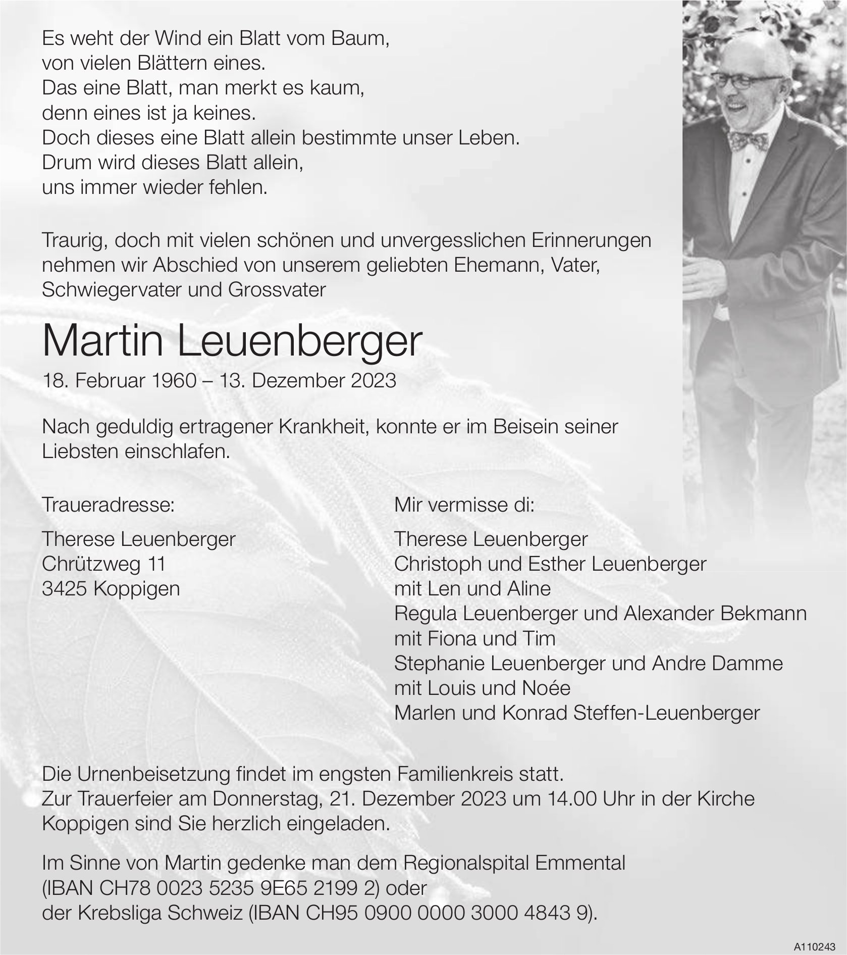 Martin Leuenberger, Dezember 2023 / TA