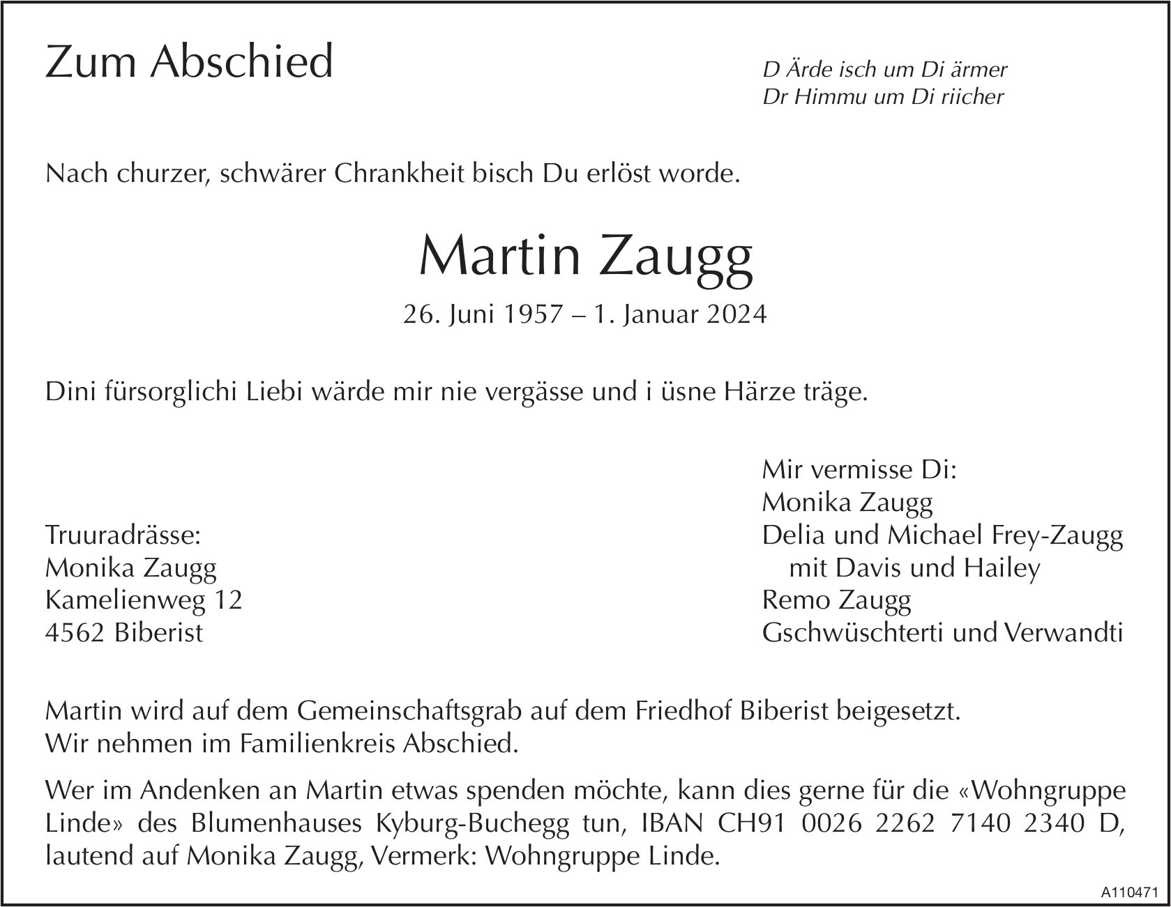 Martin Zaugg, Januar 2024 / TA