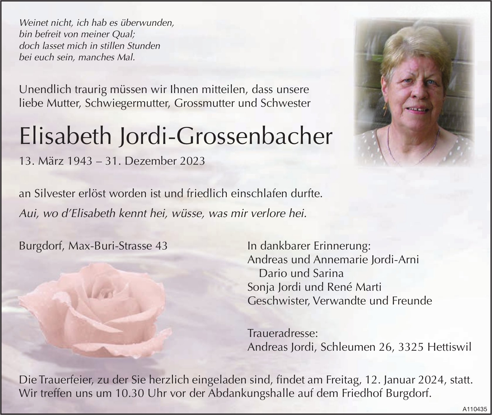 Elisabeth Jordi-Grossenbacher, Dezember 2023 / TA
