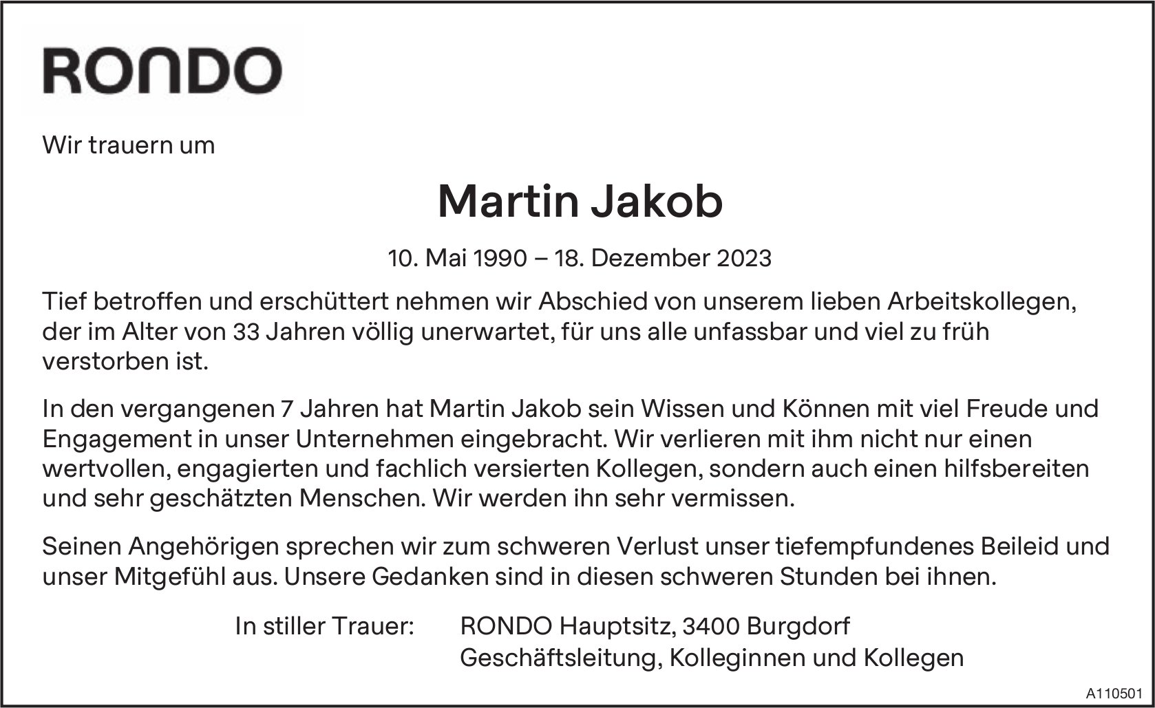 Martin Jakob, Dezember 2023 / TA