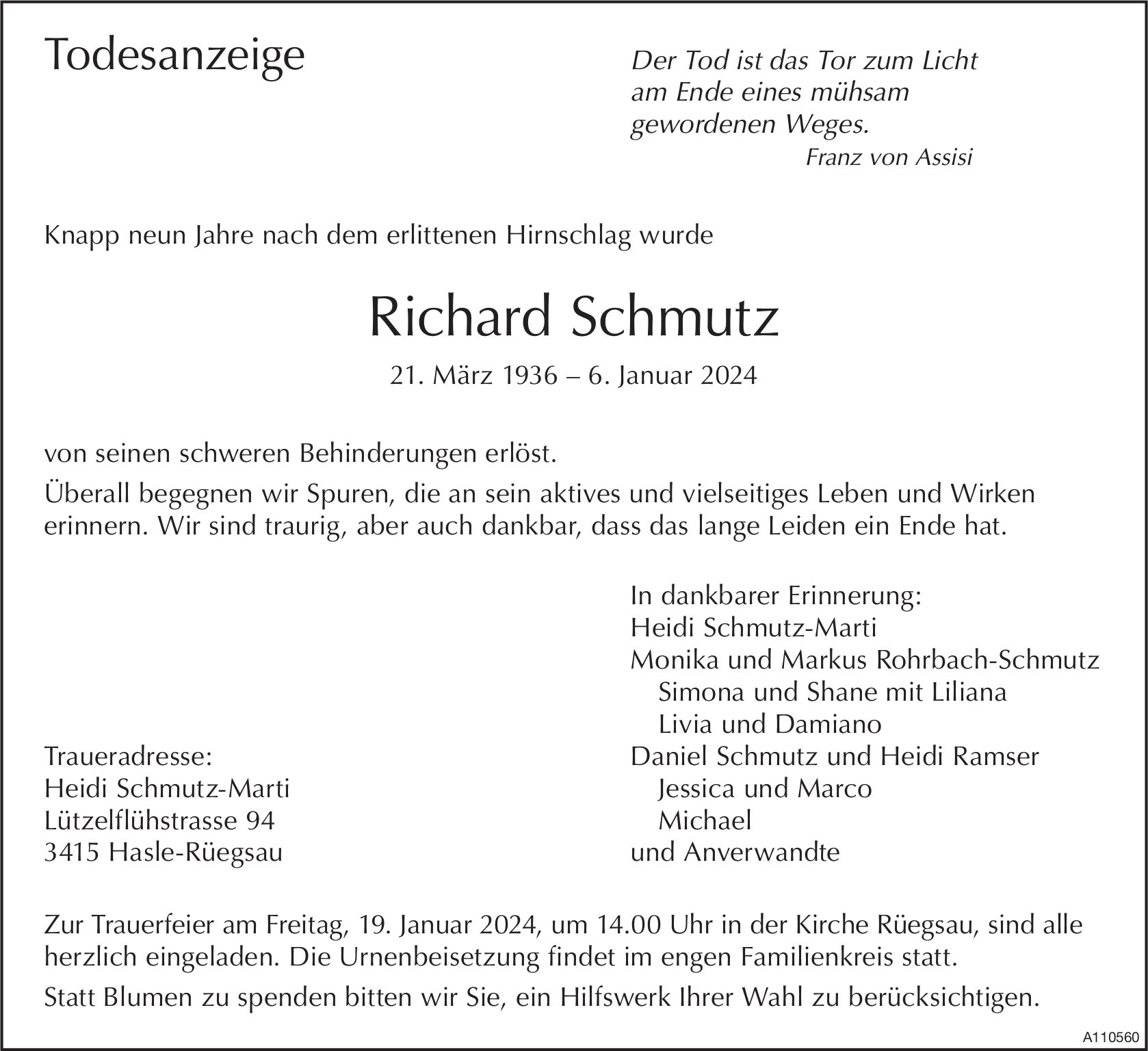 Richard Schmutz, Januar 2024 / TA
