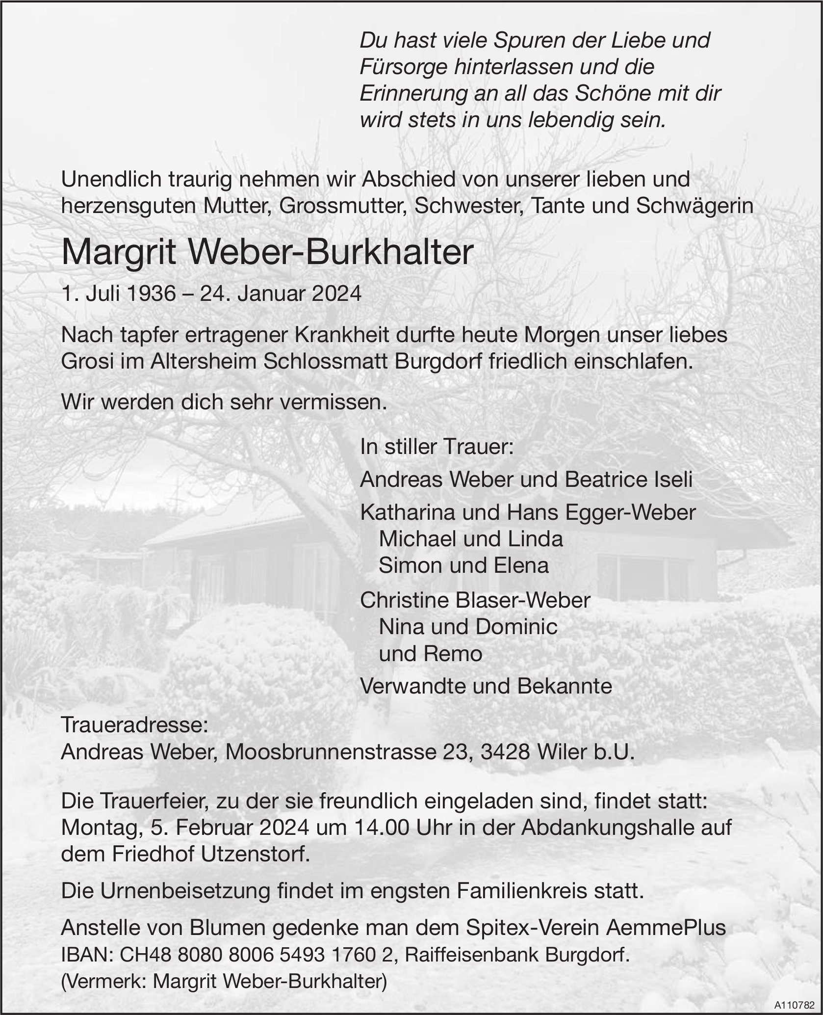 Margrit Weber-Burkhalter, Januar 2024 / TA