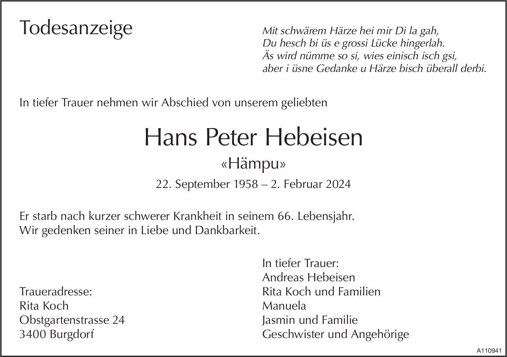 Hans Peter Hebeisen, Februar 2024 / TA