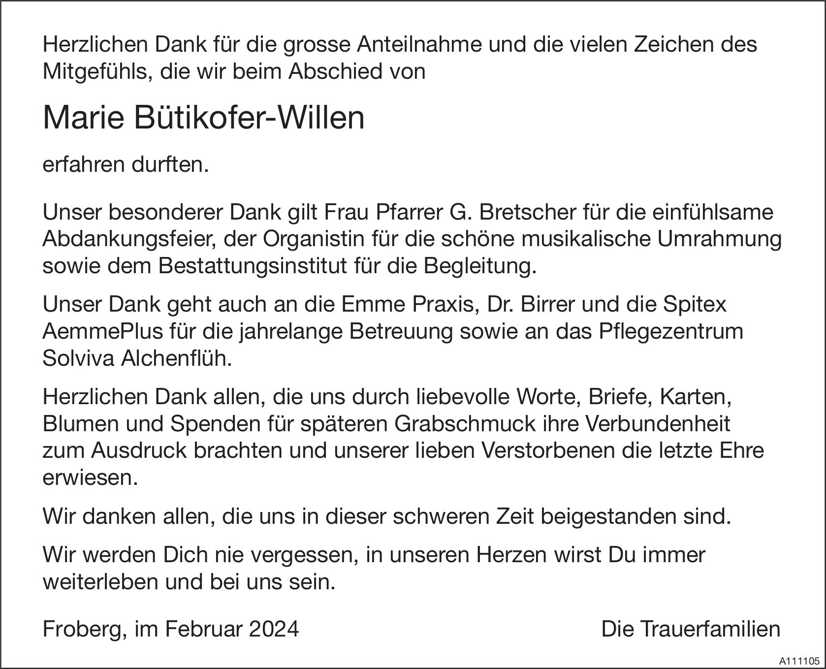 Marie Bütikofer-Willen, im Februar 2024 / DS