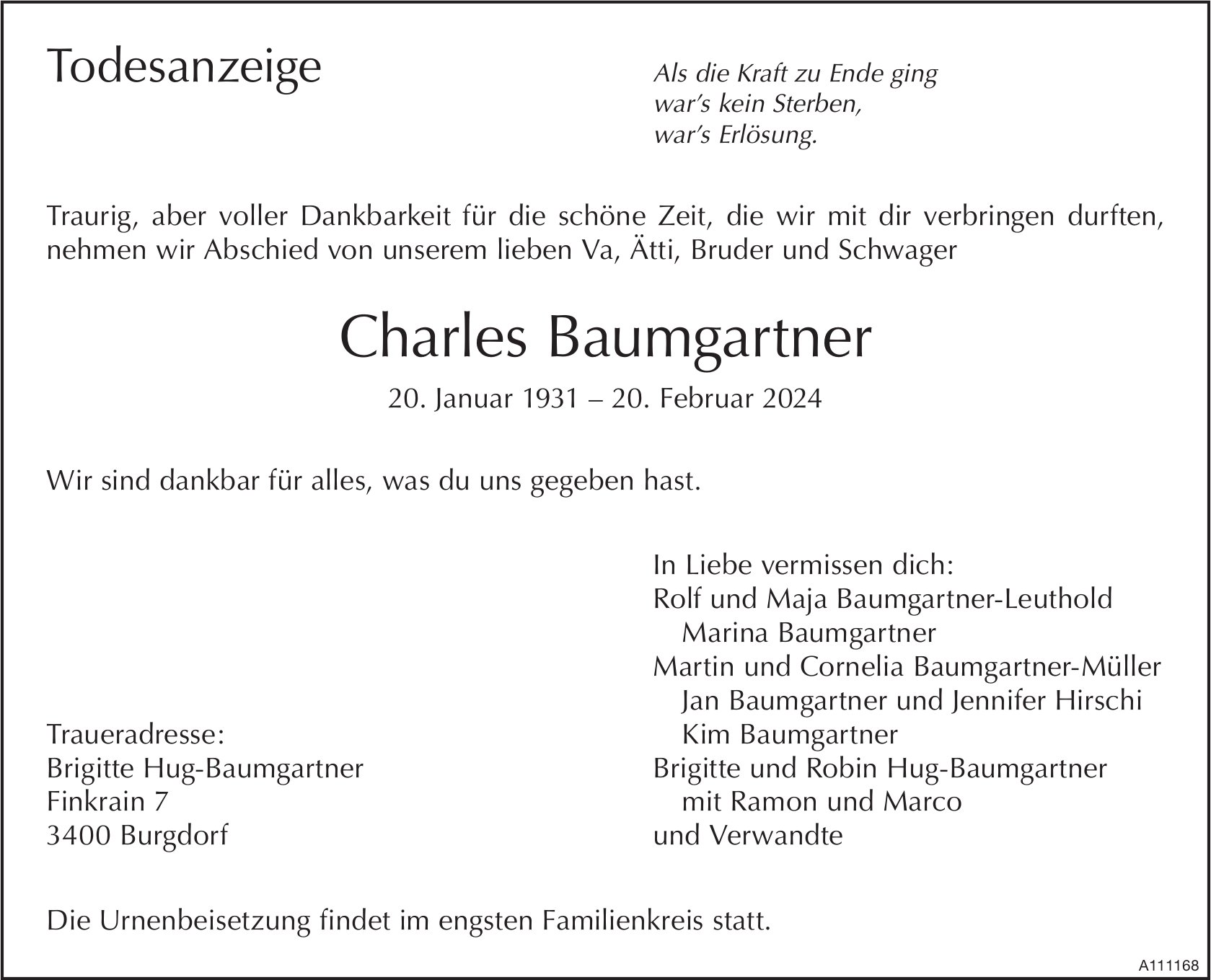 Charles Baumgartner, Februar 2024 / TA